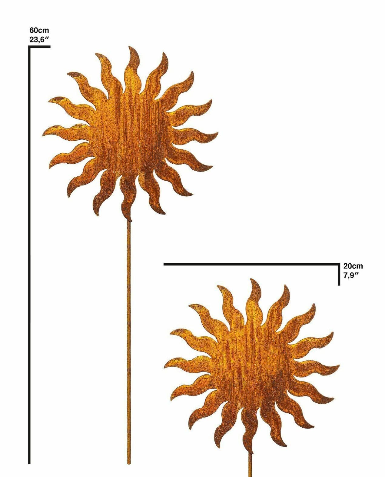 Gartenstecker "Sonne", 2er-Set, 60cm