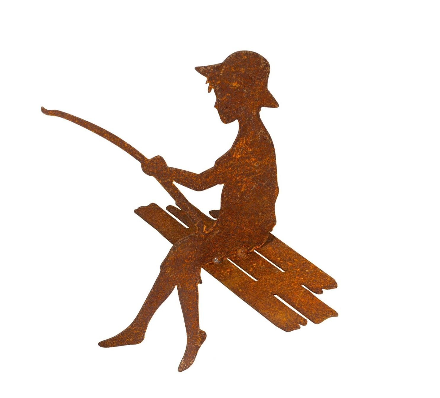 Gartendeko "Junge mit Angel" Edelrost