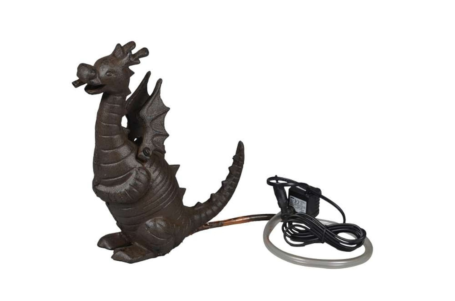 Wasserspeier Drache mit Pumpe für den Teich, Gusseisen, schwere Ausführung