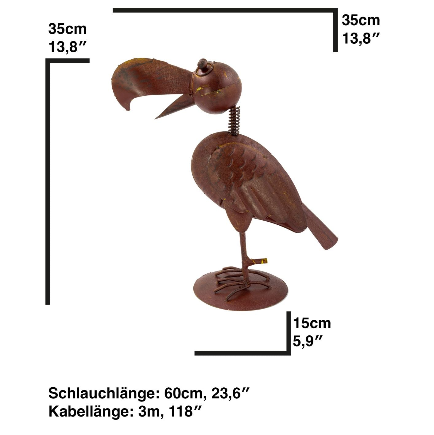 Figur Rabe Corvin für Springbrunnen und Miniteiche als Wasserspeier