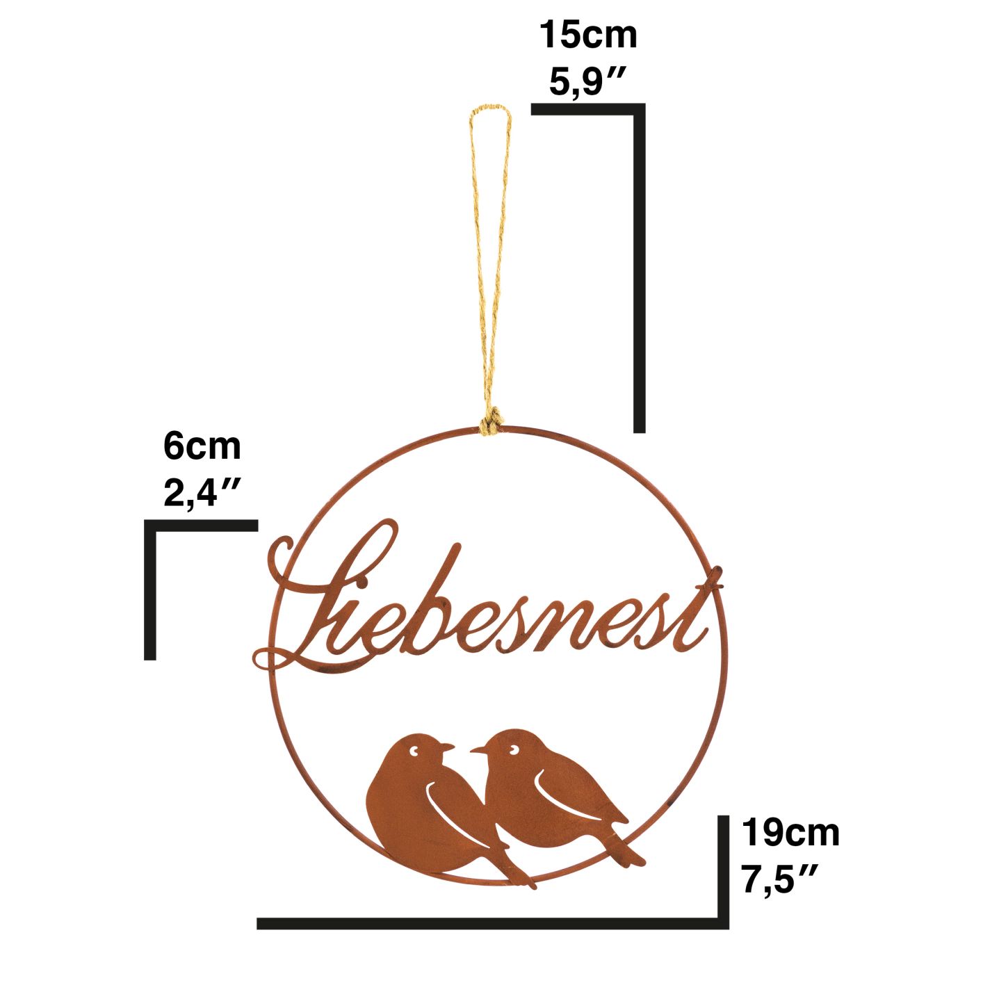 Metallring Schriftzug "Liebesnest" - Deko Hochzeit Vintage Schlafzimmer Deko Hoc