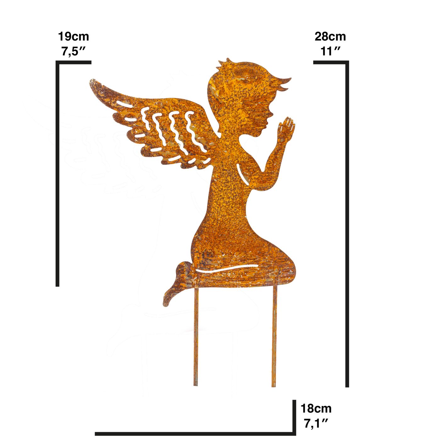 Edelrost Gartenstecker "Kleiner Engel" - 19 cm