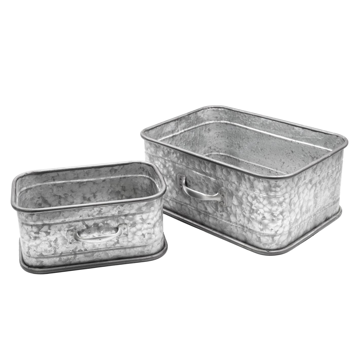 2er Set Metallbox Kiste mit Henkel, zur Aufbewahrung, Regal, Deko oder als Blume