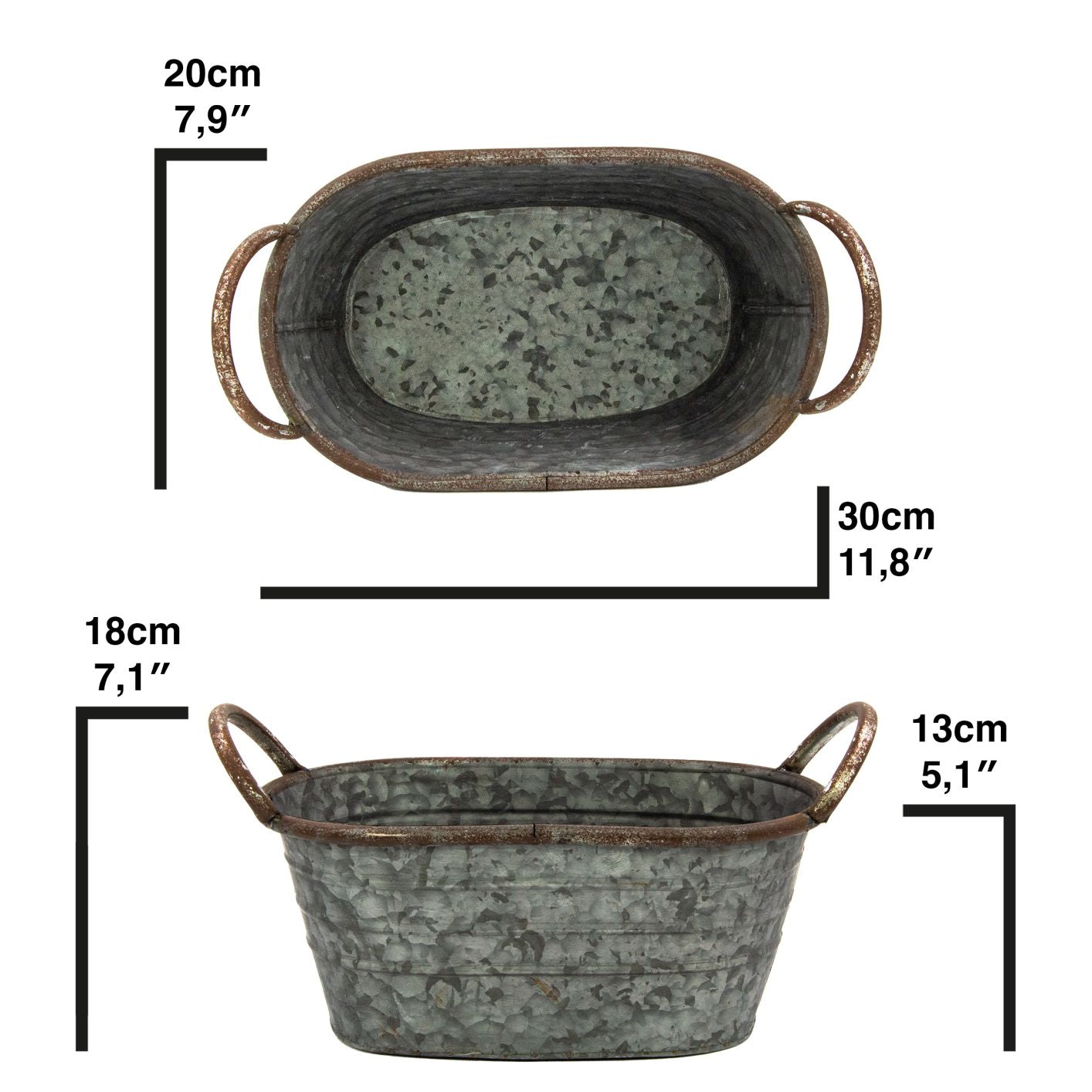 Verzinkte Wanne/Schale zum Bepflanzen (30cm)