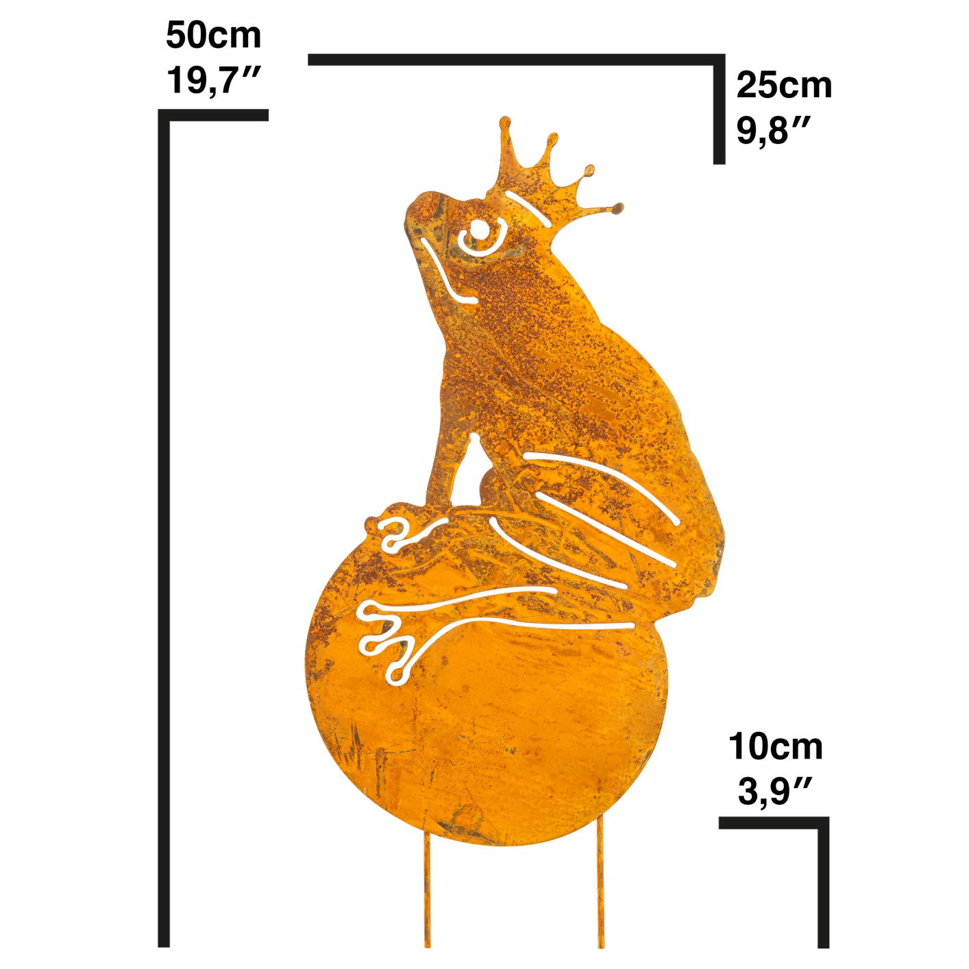 Gartenstecker "Froschkönig" in Rostoptik