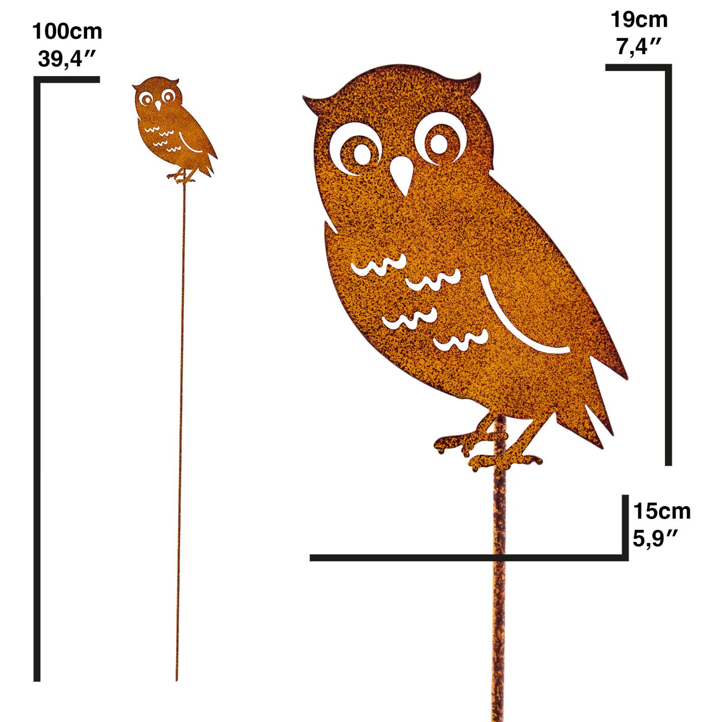 Rost-Gartenstecker: Eule (12x19,5cm)