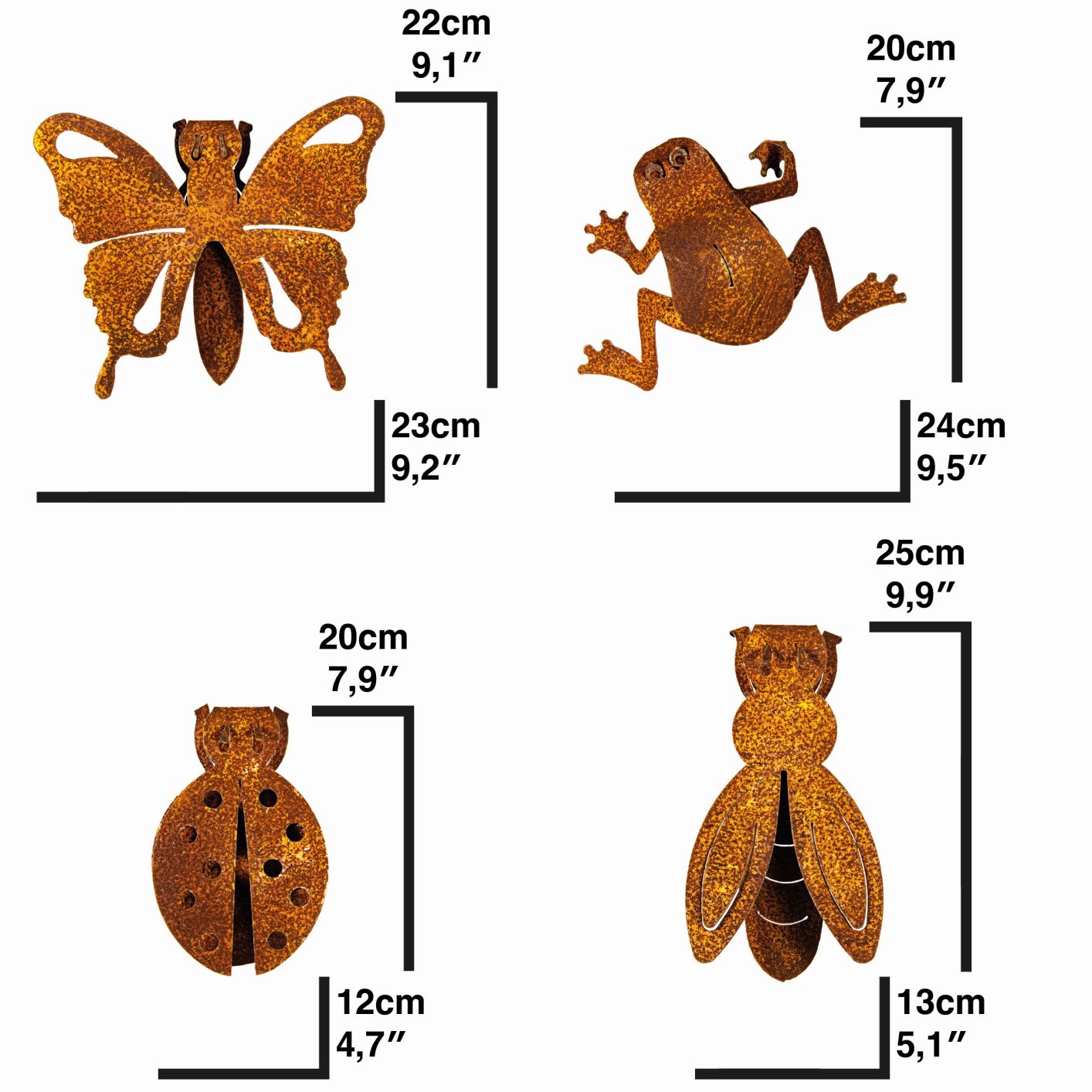 Zauntiere 4 Mod. 12,5xH19cm / 25xH20cm / 23xH21cm / 13xH25cm