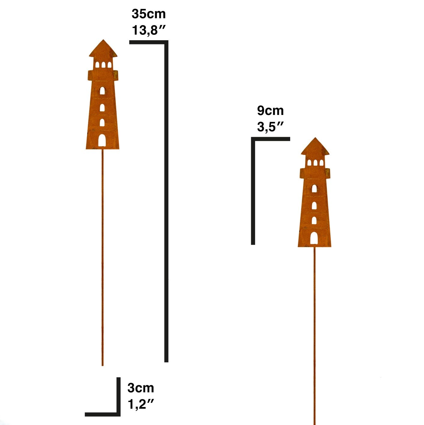 Kleiner Leuchtturm Edelrost Gartenstecker Rost Deko Figuren für den Garten