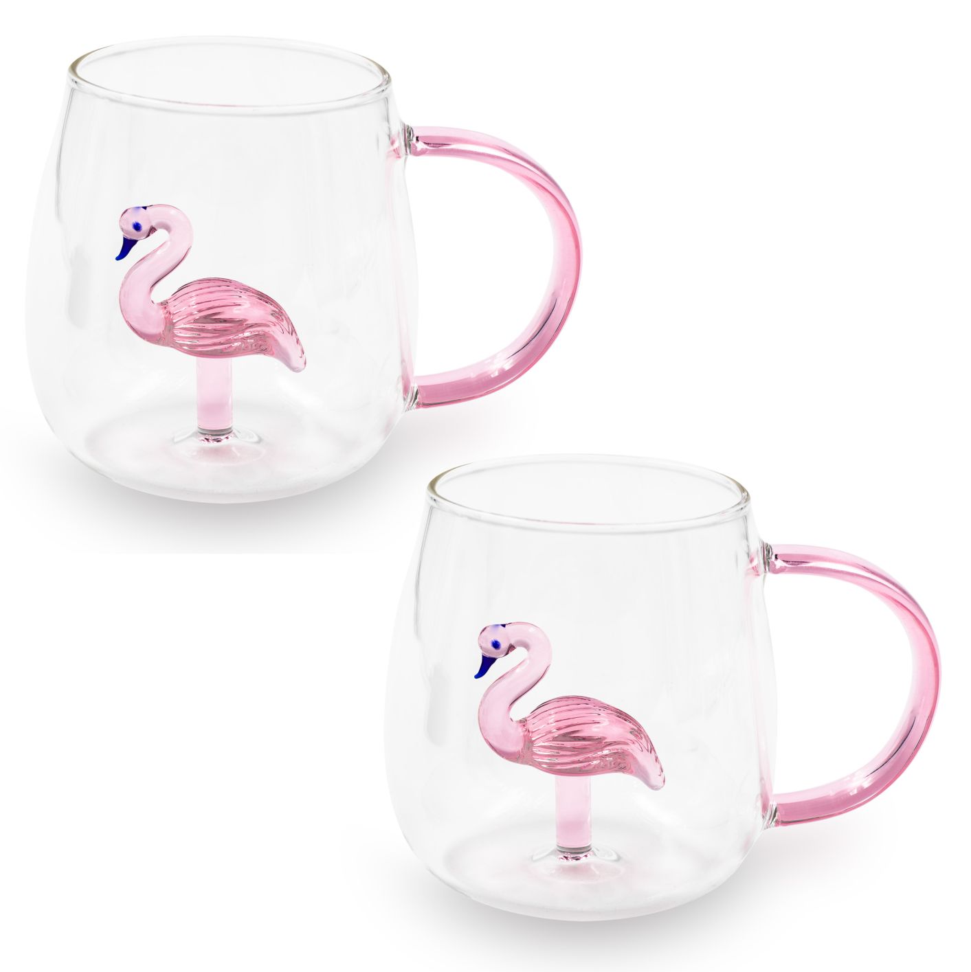 2er Set Glastasse, Flamingo