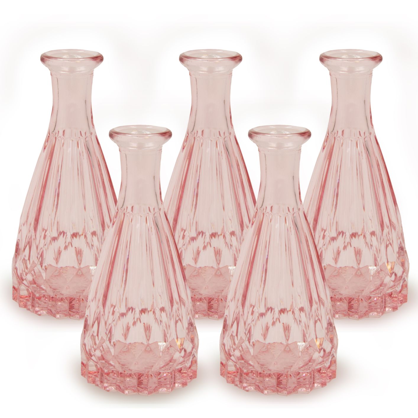 Glas-Vasen, 5 Stück, Rosa, 14,5cm