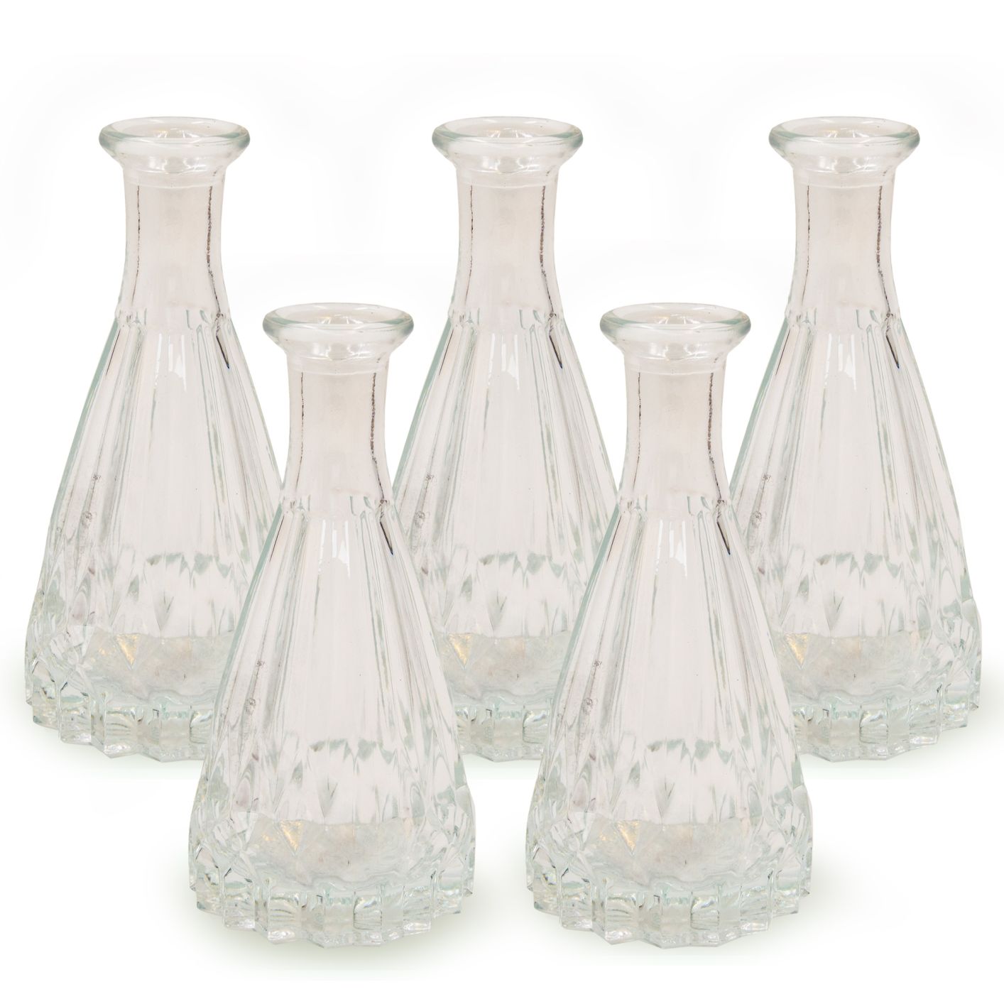 5-er Set, Glas Vasen, Weiß