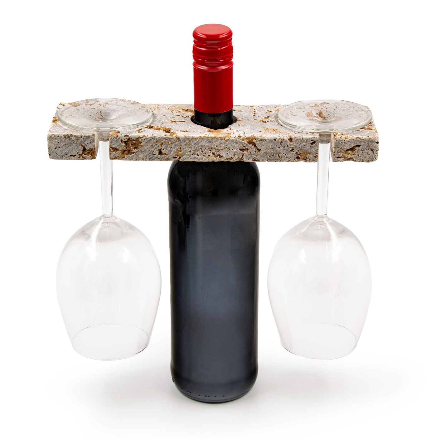 Weinglashalter für Weinflasche aus Muschelkalk