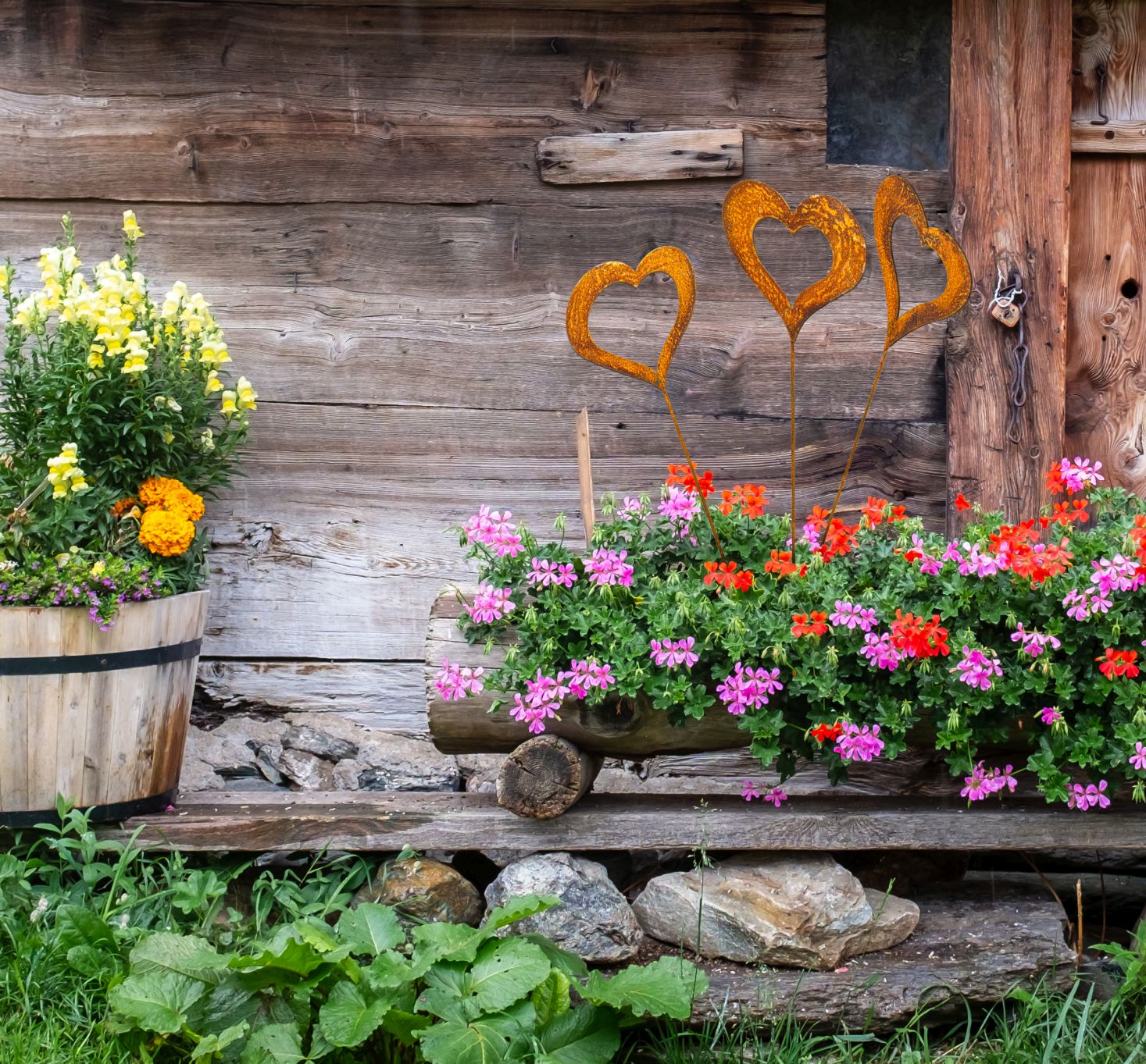 Gartenstecker Rost Herz Deko