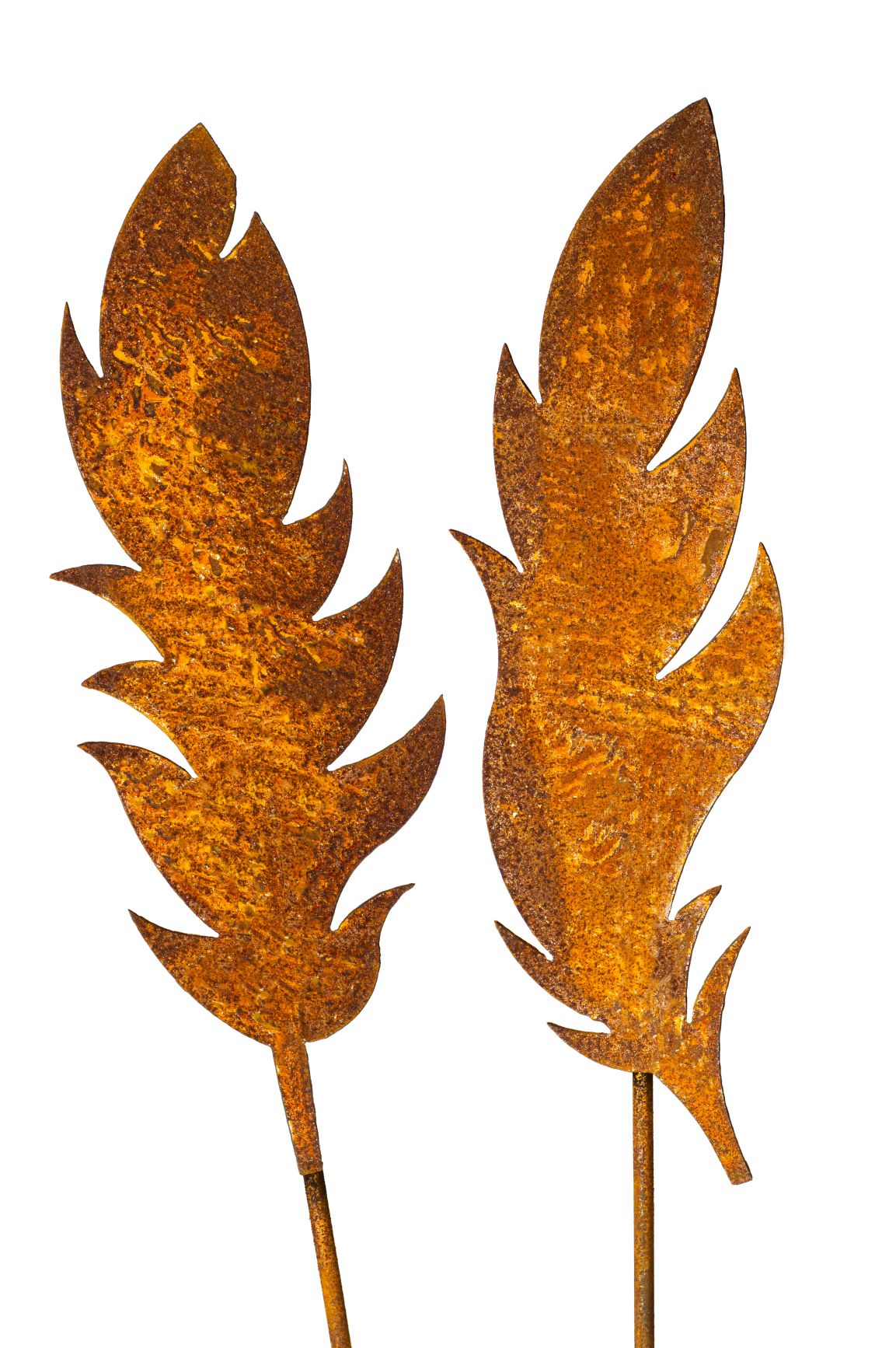 Rost Deko für Garten, Terrasse oder Balkon - Metall Feder Skulptur Deko Stecker