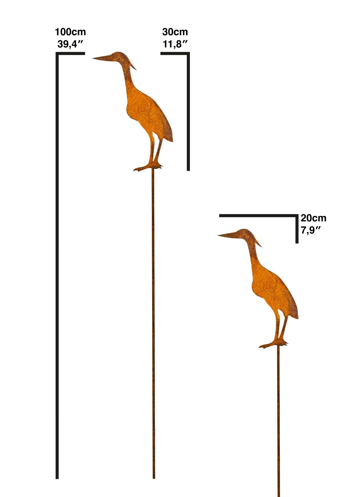 Edelrost Gartenstecker Fischreiher - Gartendeko Rost Reiher Teich Dekoration