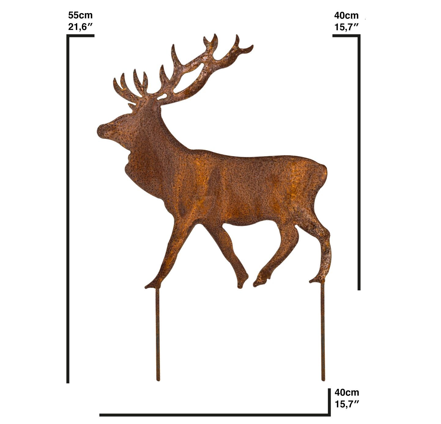 Metall Edelrost Gartenstecker Hirsch Figur für den Balkon oder die Haustüre