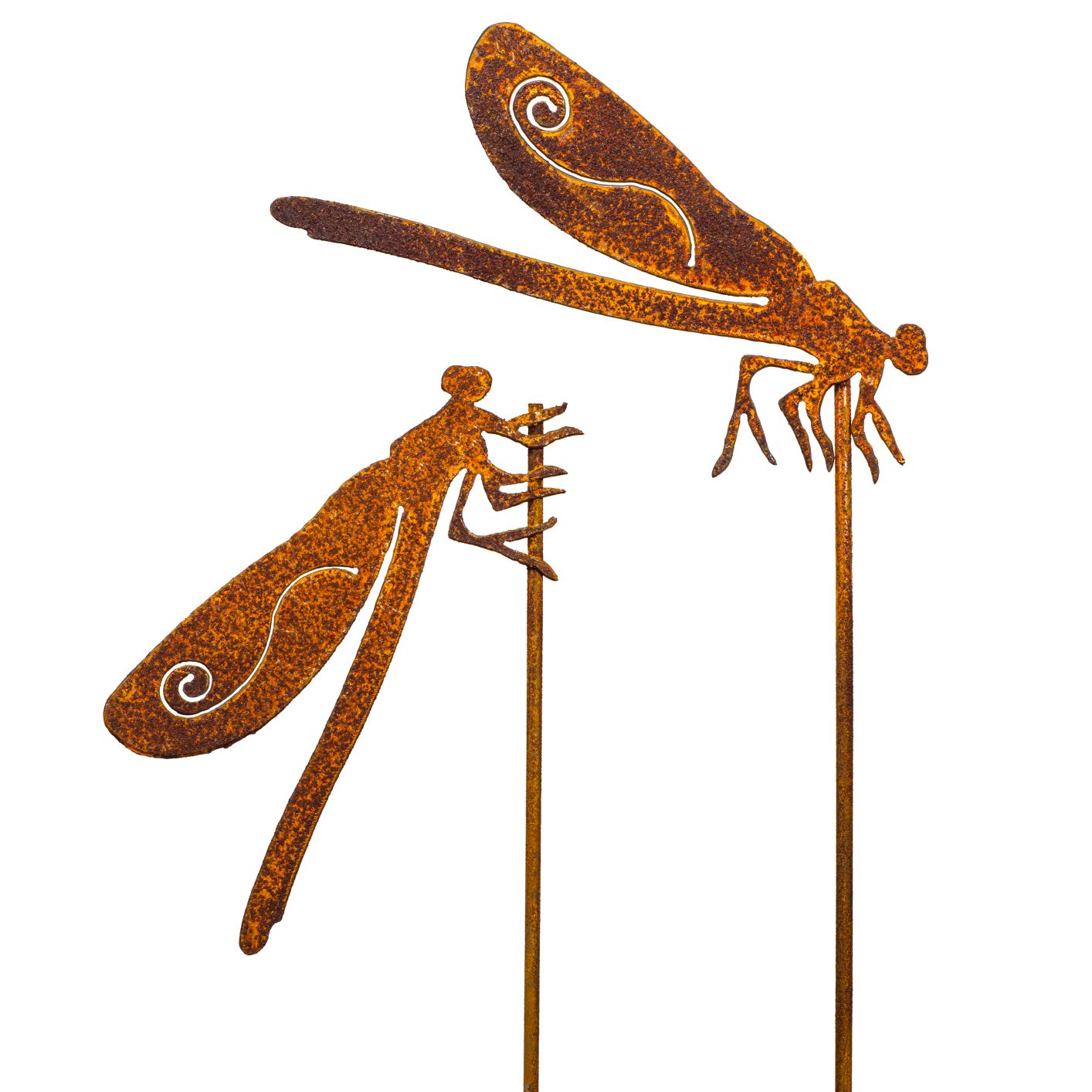 2 Deko Libellen Metallfiguren Garten Deko Vintage - Gartendeko Figuren in Rostop