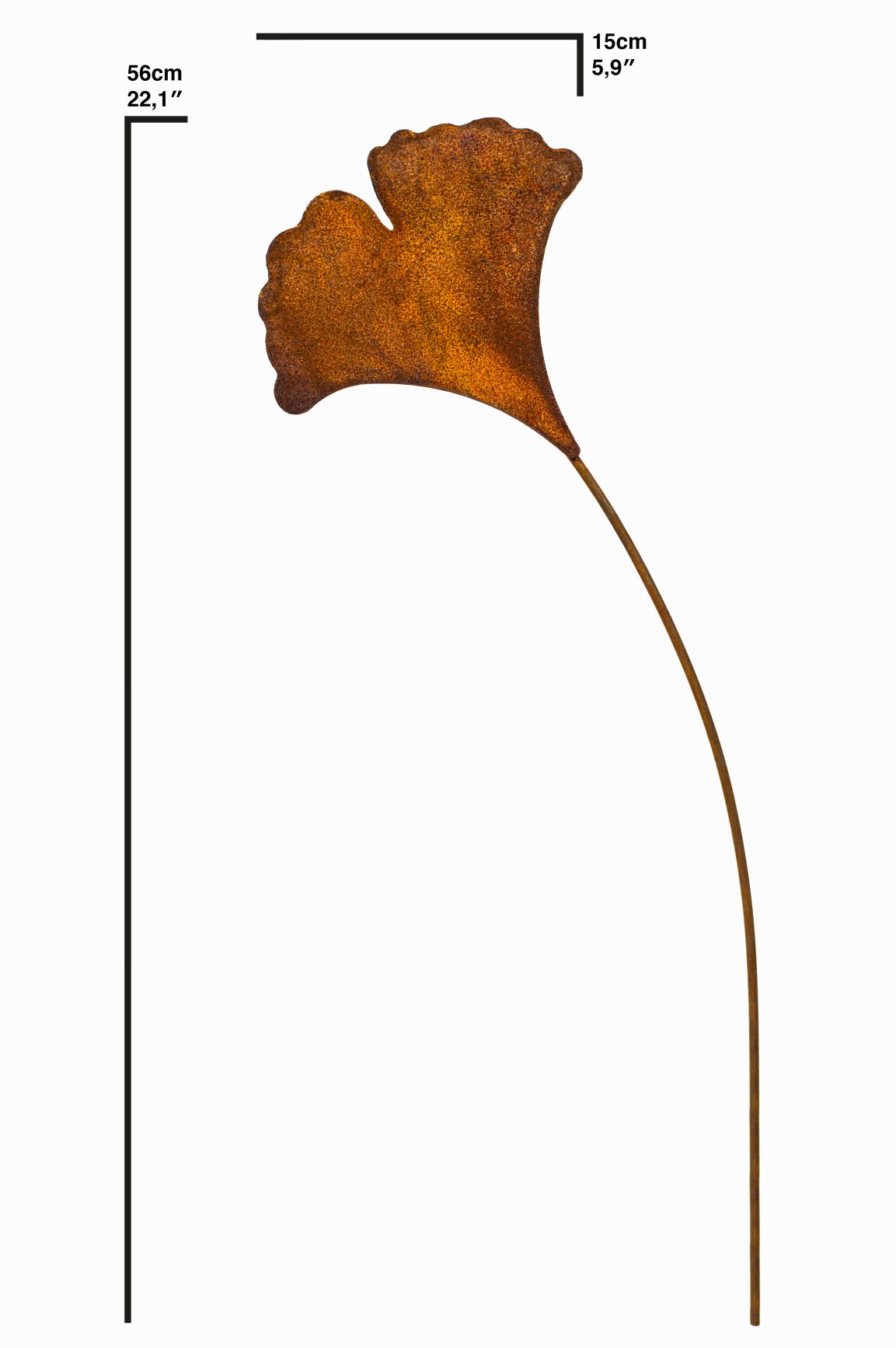 2 kleine Metall Edelrost Gartenstecker Ginko