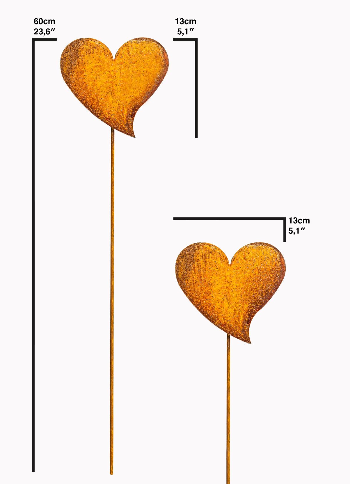 Herz Edelrost Metall Herzen Blumenstecker als Dekoration für den Außenbereich