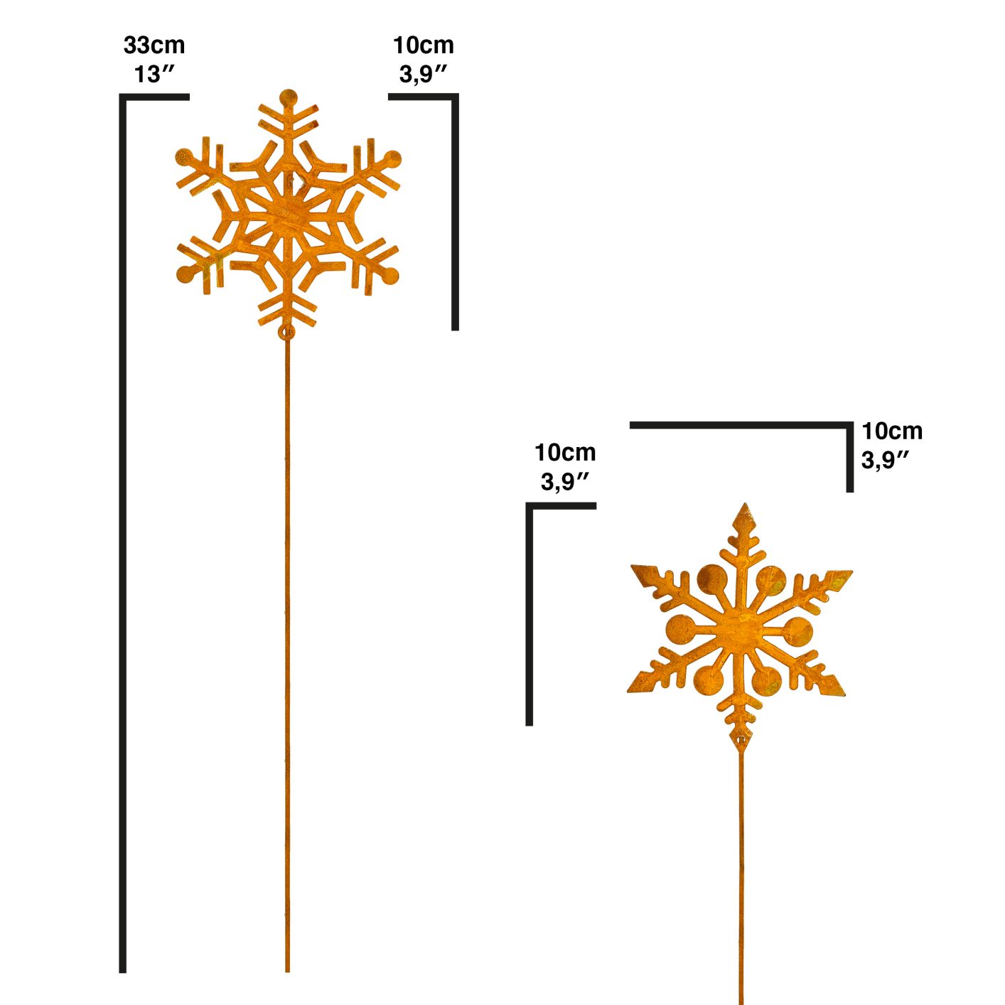 2er Set kleine Schneeflocke Gartenstecker für Draußen