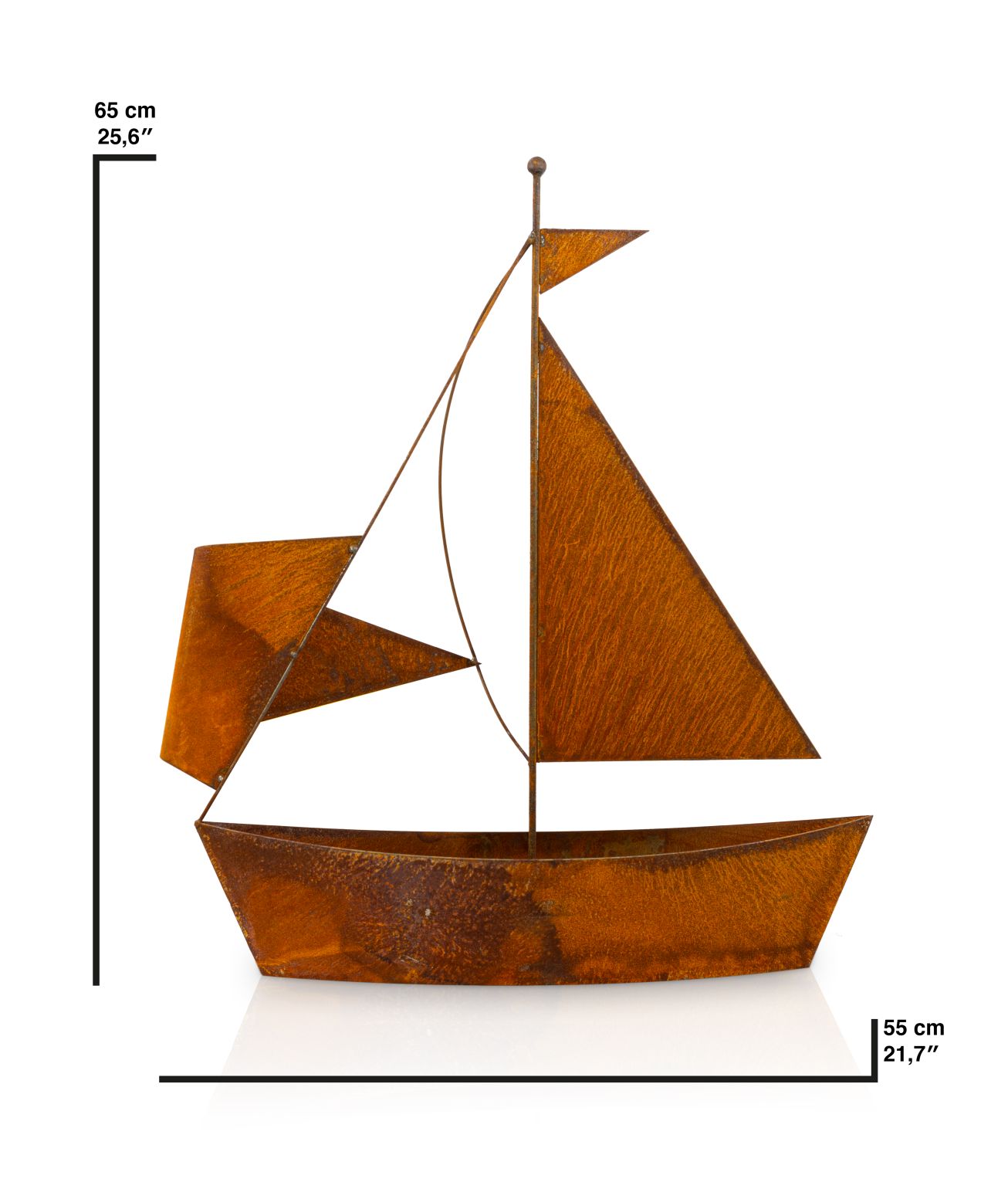 Segelschiff zum Bepflanzen in Rostoptik