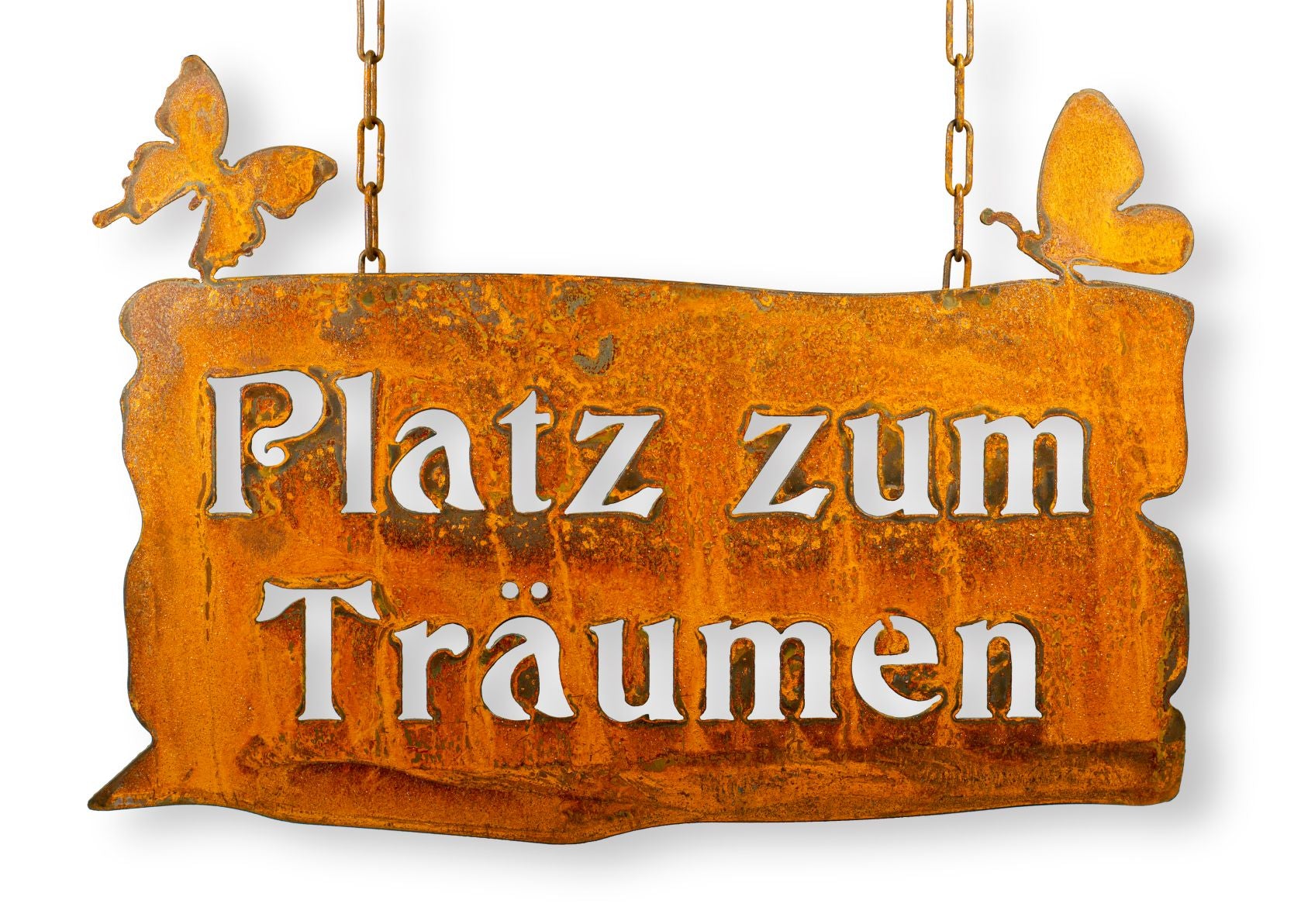 Edelrost Schild "Platz zum Träumen" zum Aufhängen - wetterfeste Gartendeko
