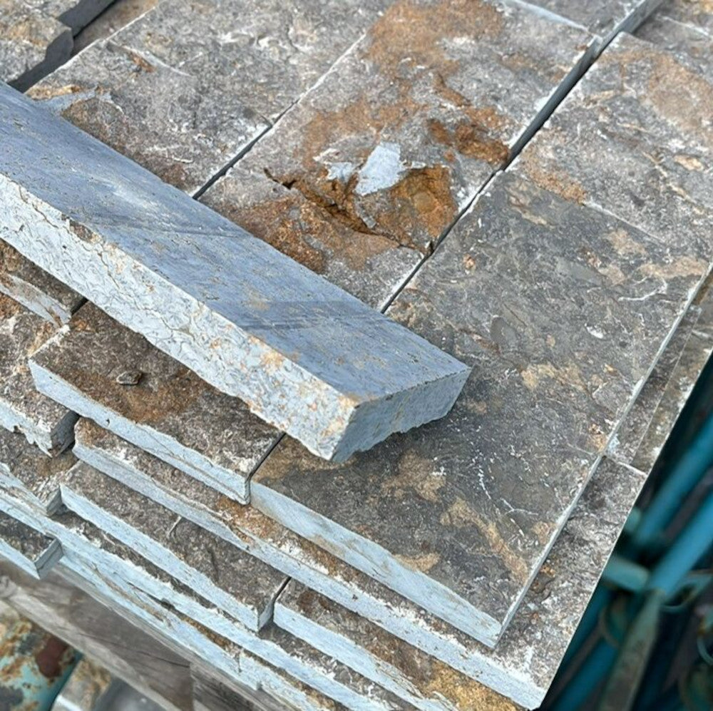 Bossenverblender - Vorderansicht gespalten, Lager-, Stoßfugen und Rückseite gesägt, gemischtfarben - 1qm