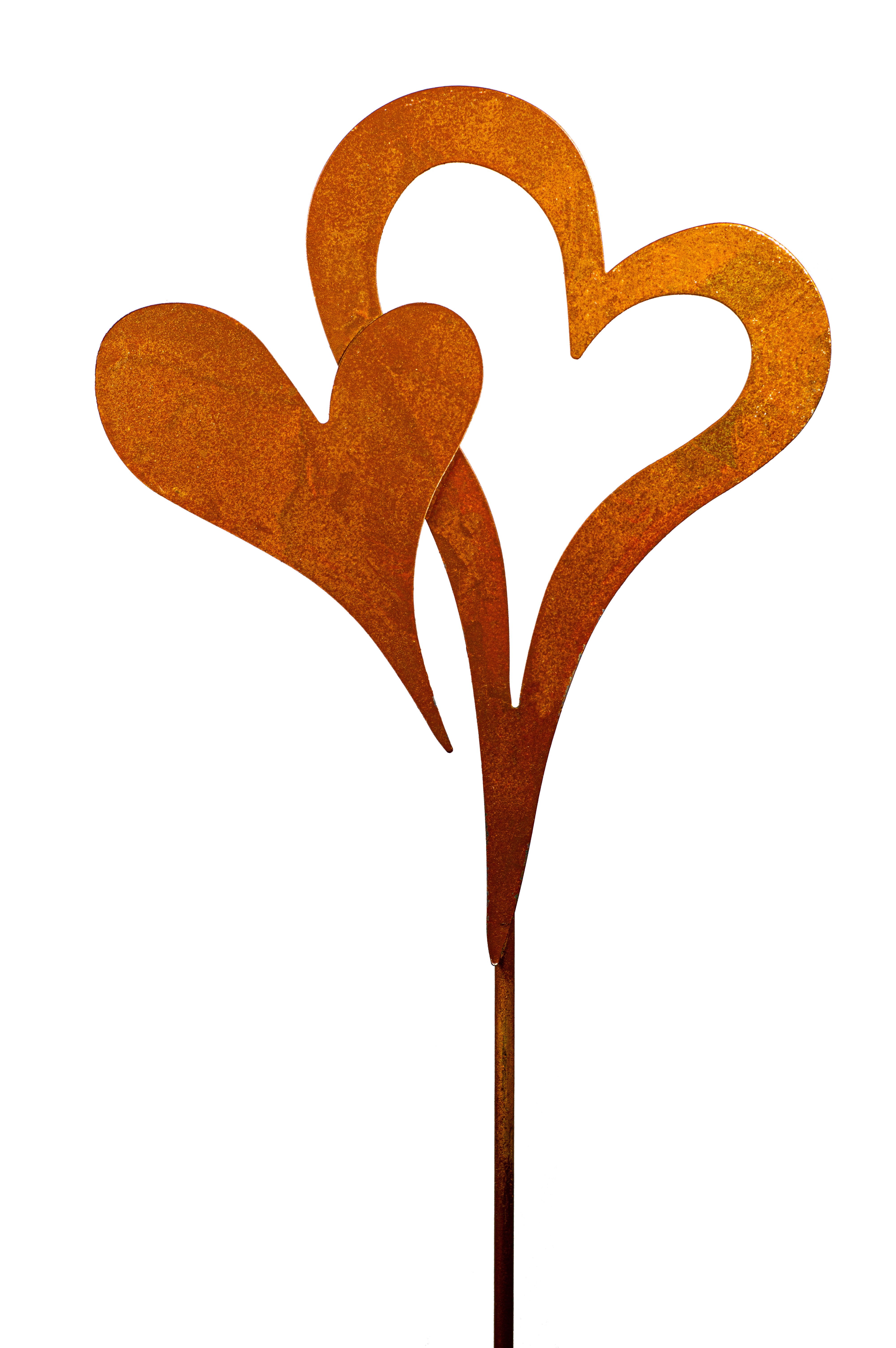 Gartenstecker Doppel Herz Edelrost Metall Blumenstecker Herz