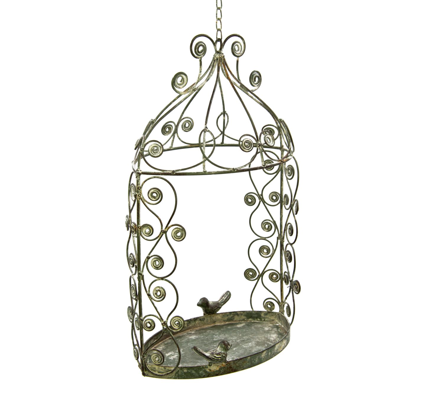 Deko-Vogelkäfig zum Aufhängen 25x15,5xH40cm + 19cm Kette grau-braun