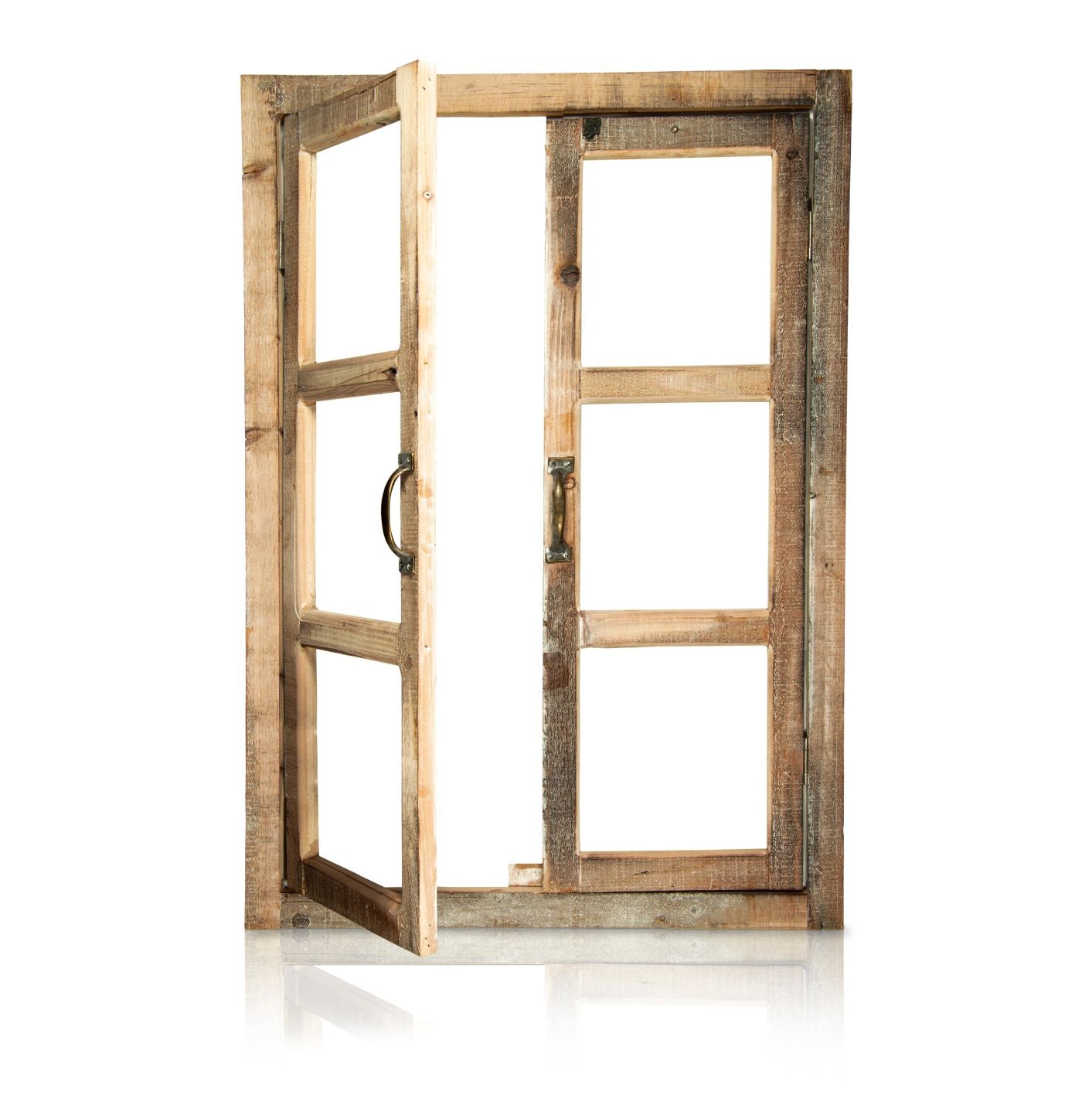 Vintage Deko-Holzfenster mit Rahmen und 2 Fensterflügeln