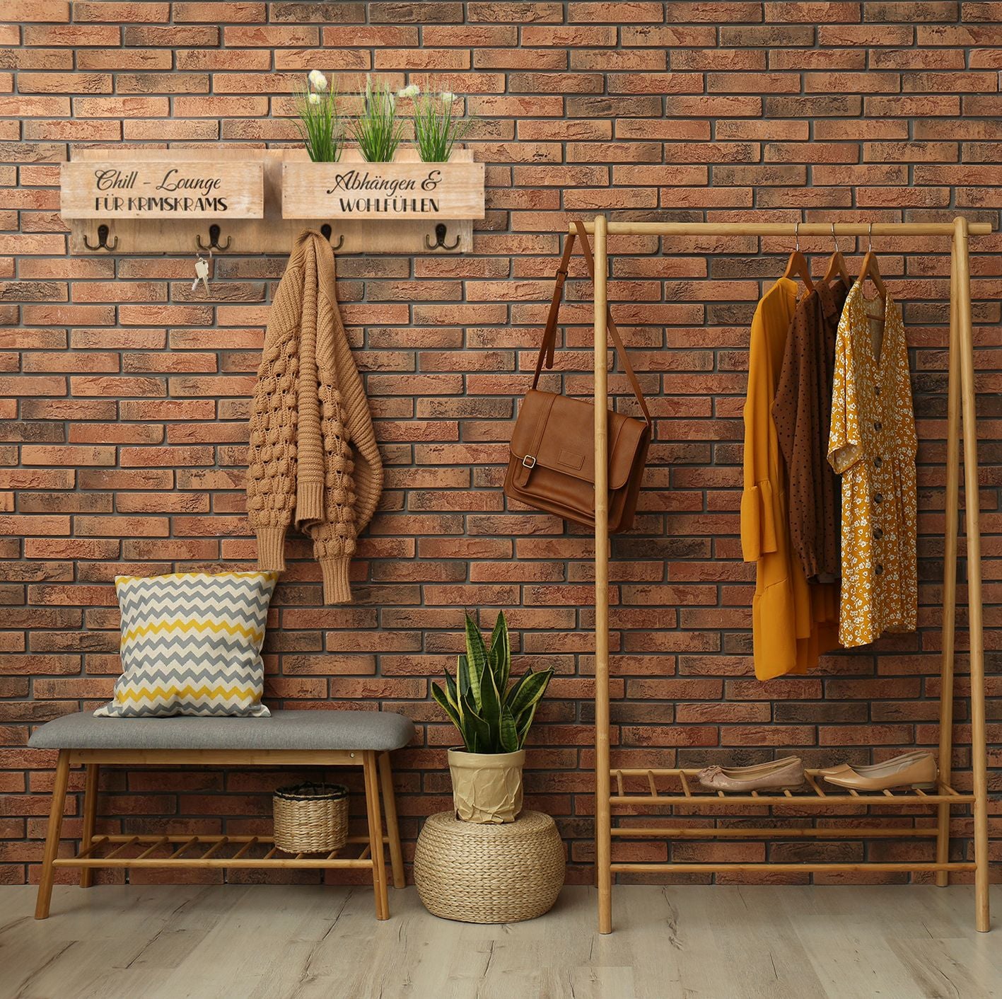 Wandgarderobe mit Ablage Holzkiste Vintage Deko Holz - Garderobe Holz Garderoben