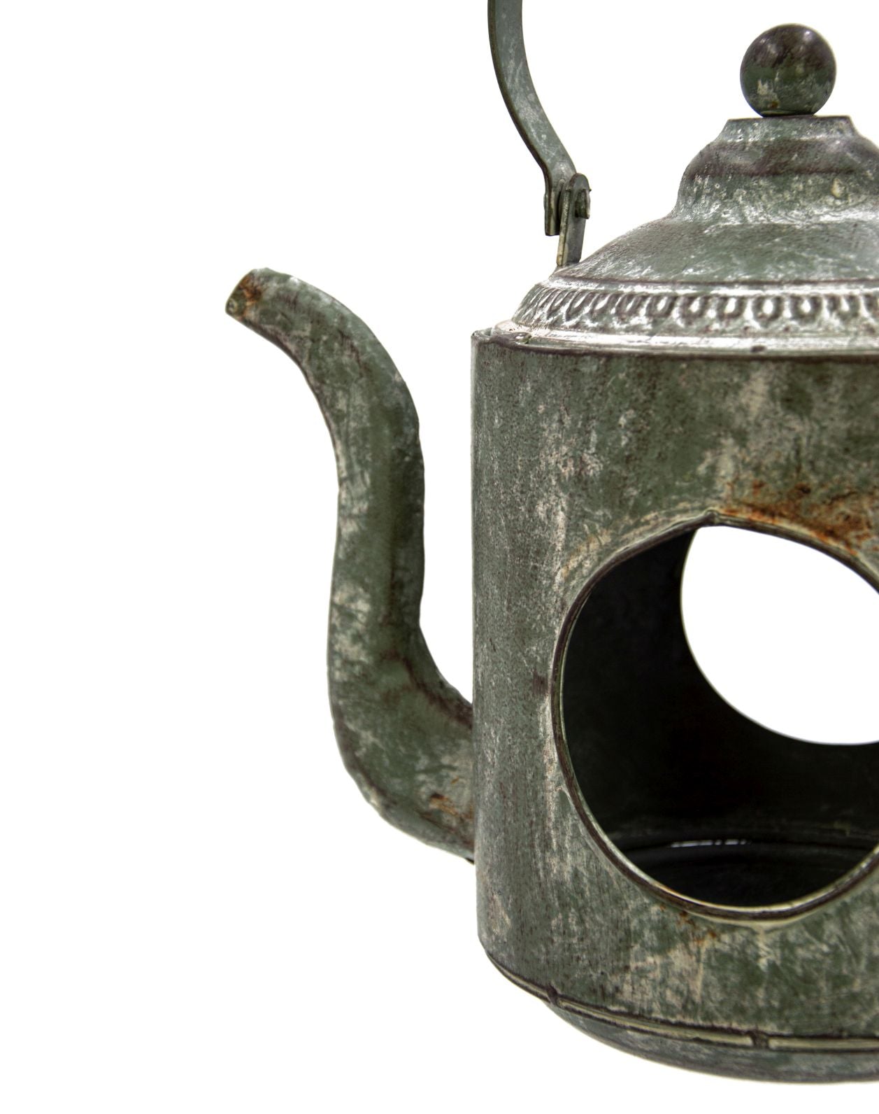 Futterstation Teekanne z. Hg., 16x16xH33cm + 33cm Kette/grau-braun