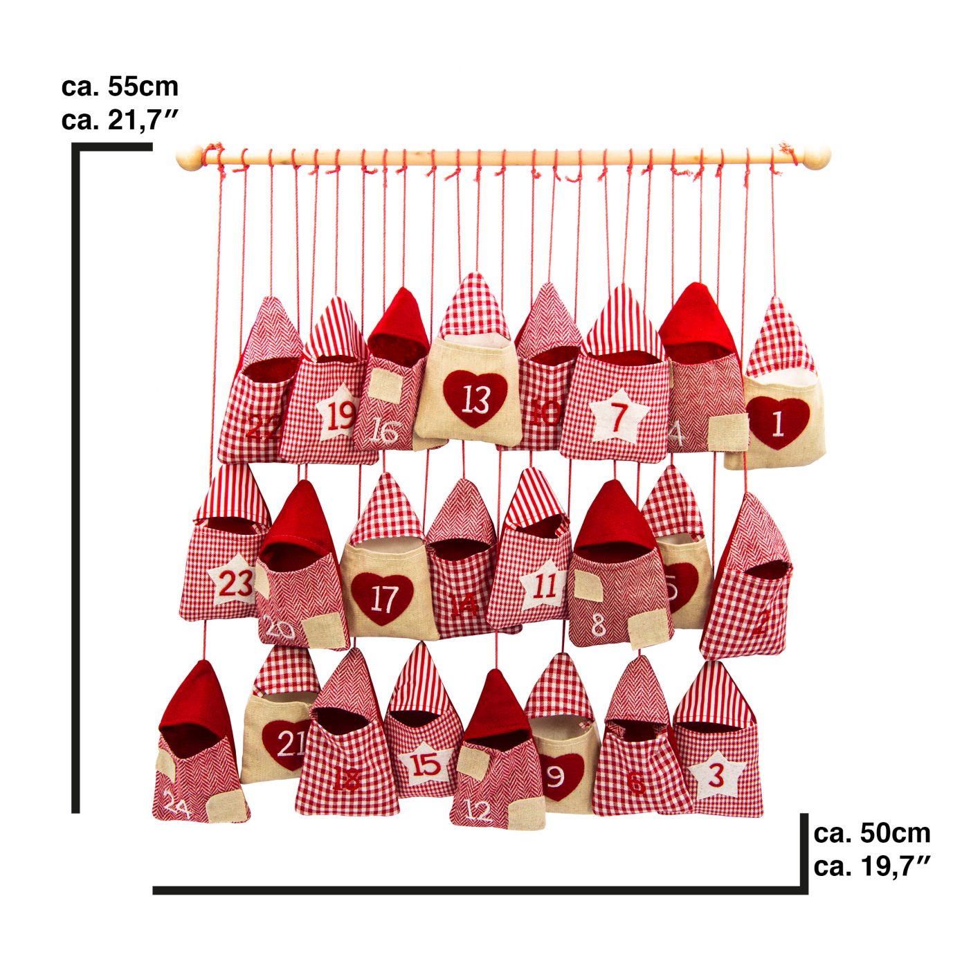 Roter Adventskalender zum Selbstbefüllen