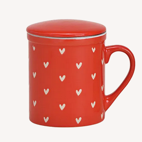 Tassen Set aus Porzellan mit Herzdekor - 2er Set bunte Tasse mit Herzen - 340ml