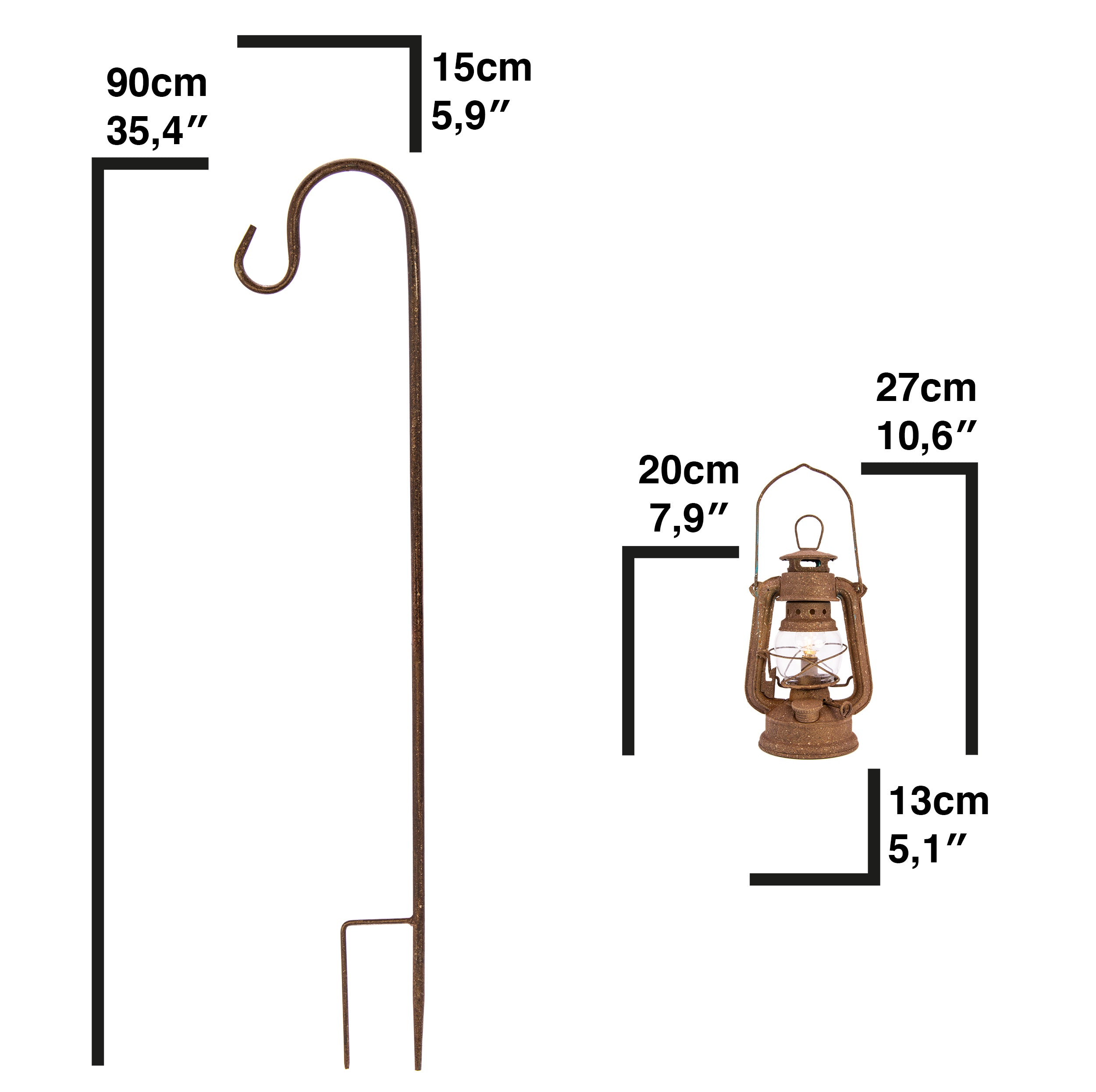 LED rostige Gartenleuchte zum Stellen oder Hängen - Windlicht Glas Laterne