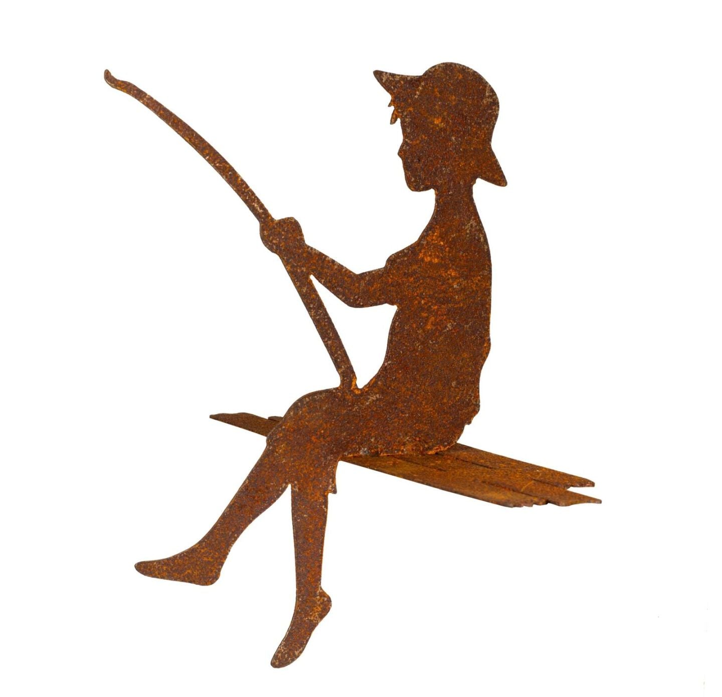 Gartendeko "Junge mit Angel" Edelrost