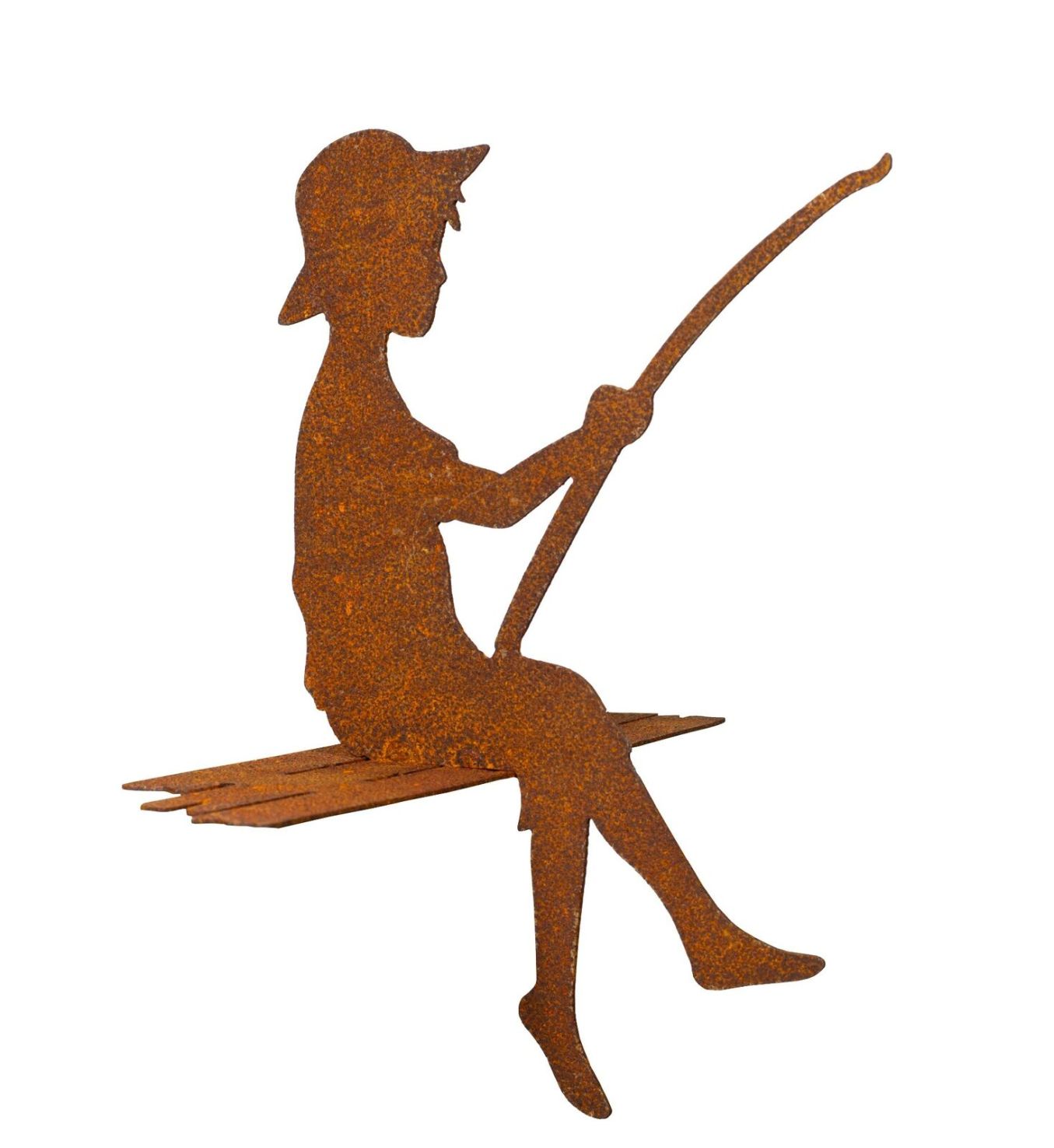 Gartendeko "Junge mit Angel" Edelrost