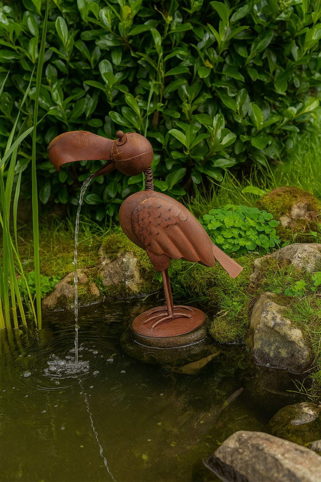 Figur Rabe Corvin für Springbrunnen und Miniteiche als Wasserspeier