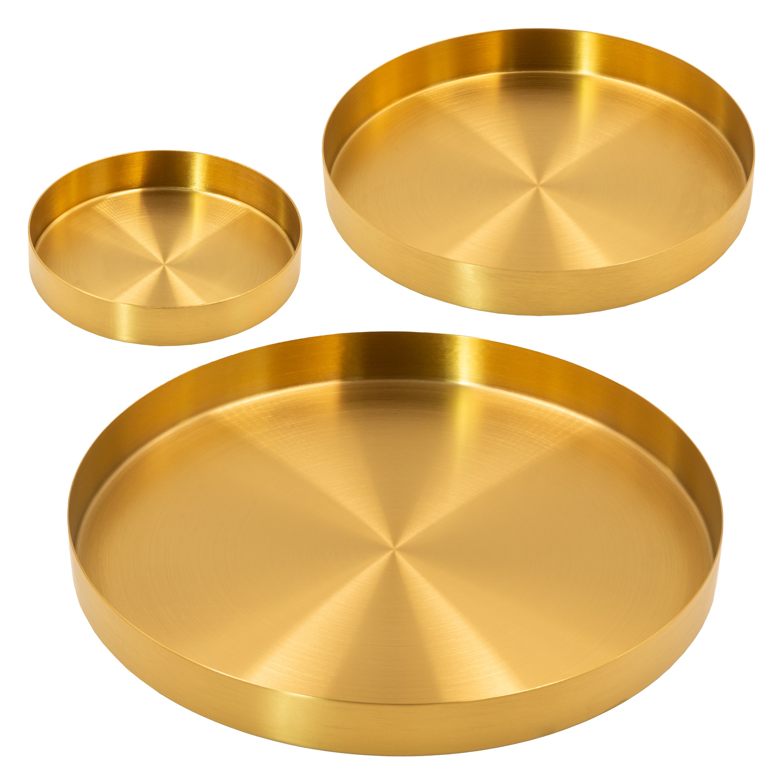 3er Set goldene Tabletts rund