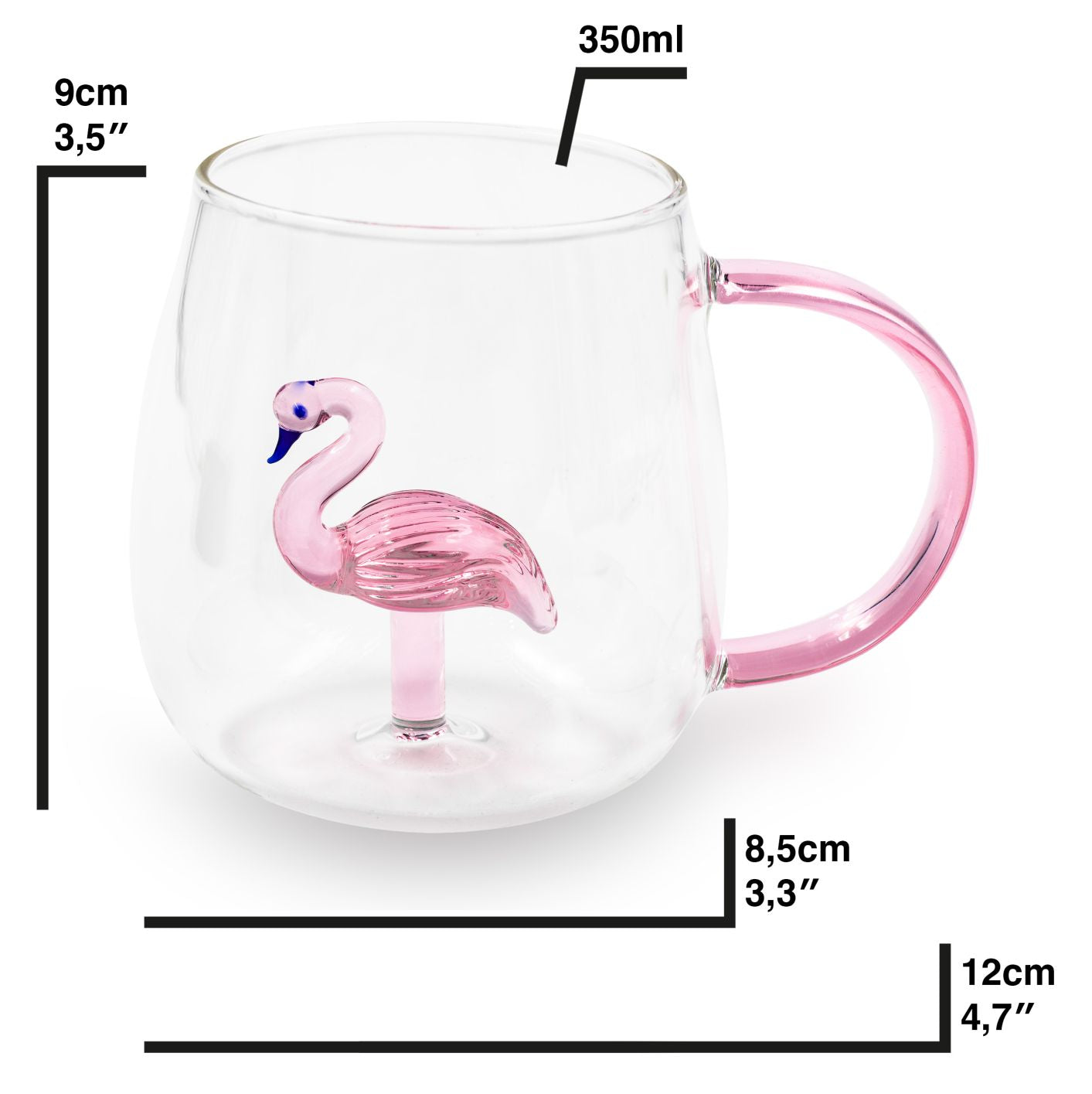 2er Set Glastassen: Hase und Flamingo