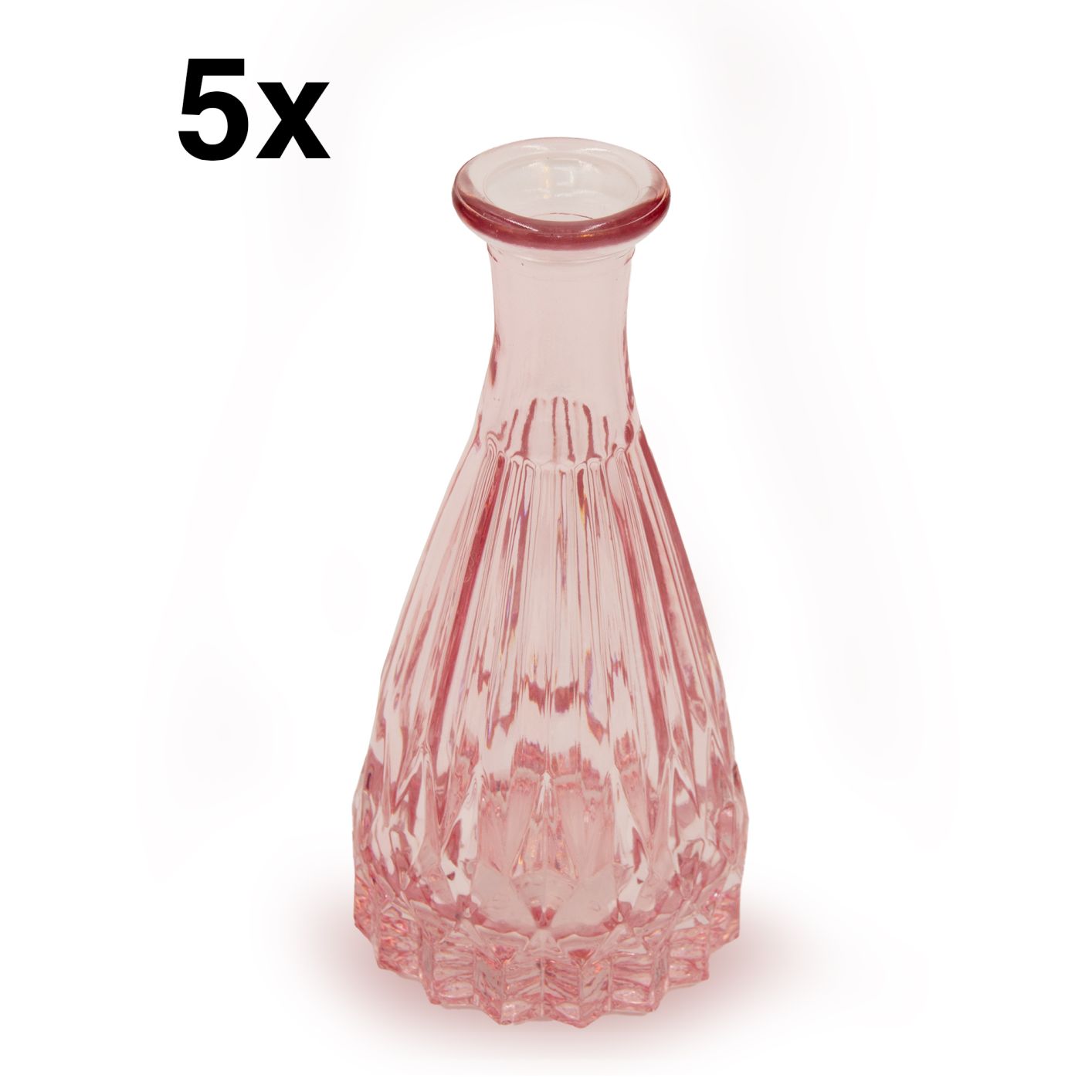 Glas-Vasen, 5 Stück, Rosa, 14,5cm