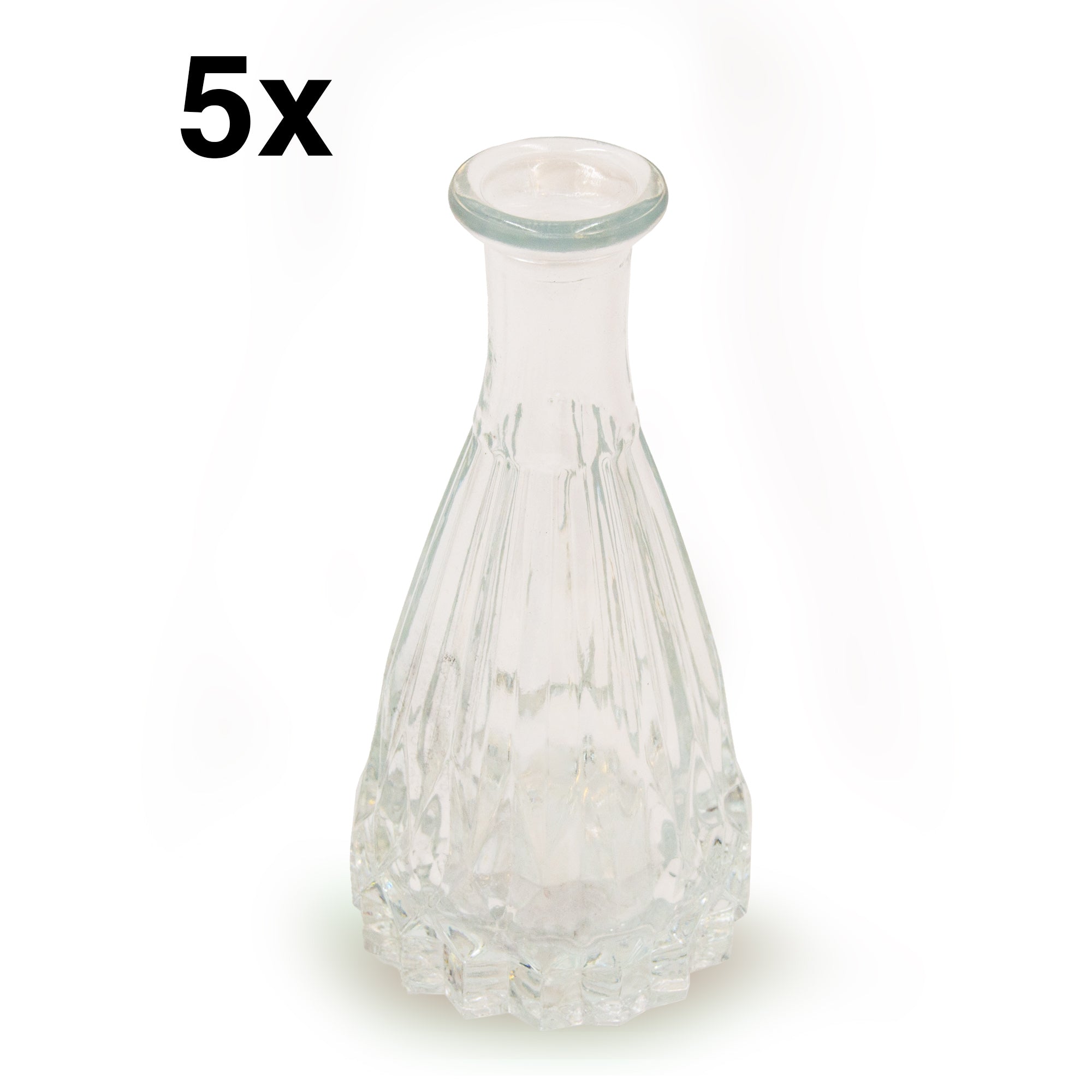 5-er Set, Glas Vasen, Weiß