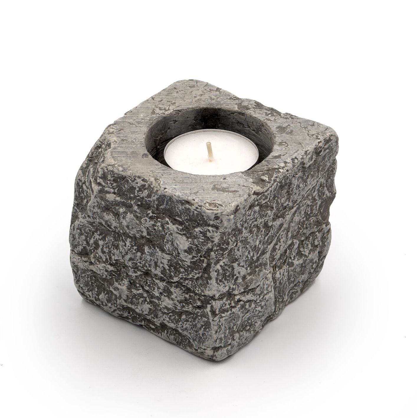 Rustikales Teelicht, Muschelkalk
