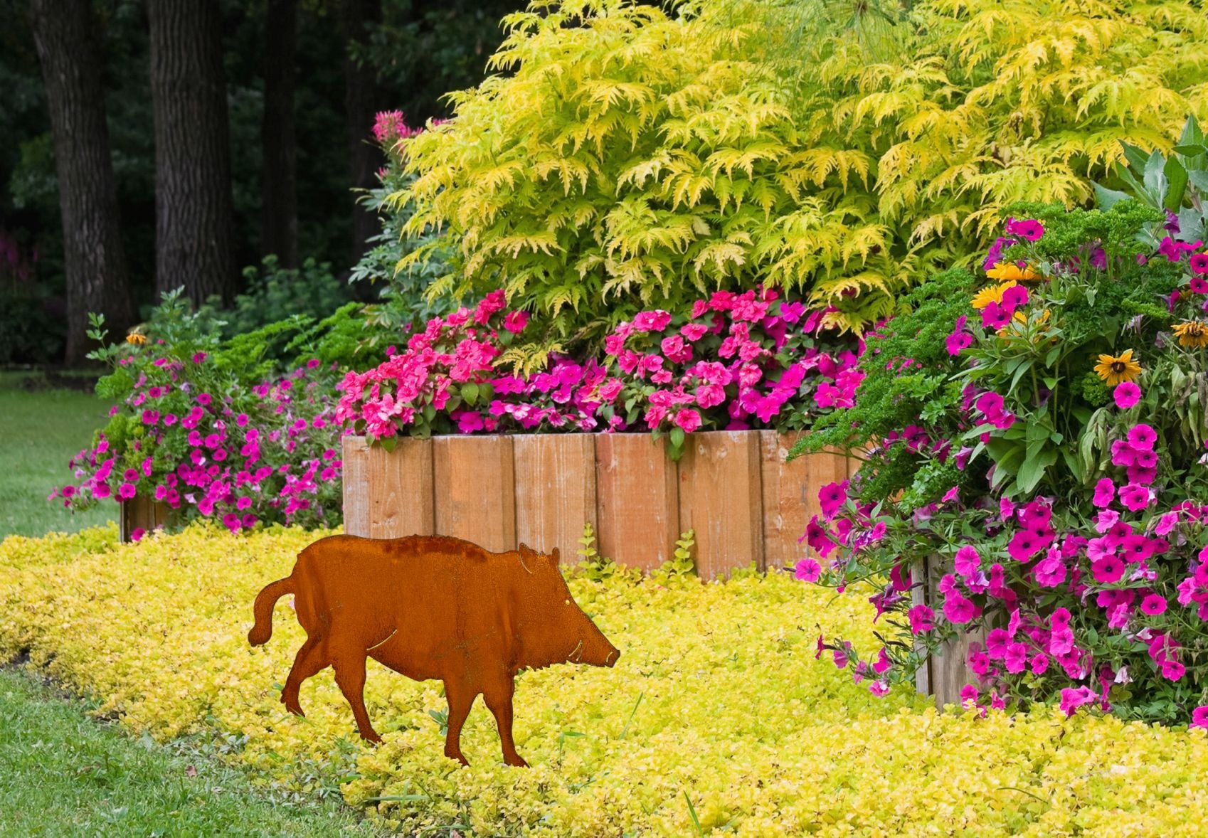 Metall Deko Wildschwein in Rostoptik
