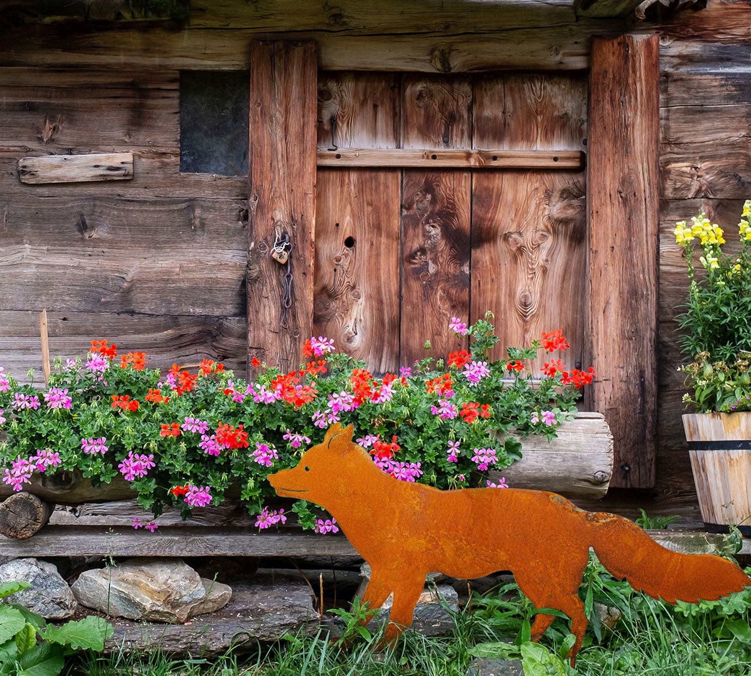 Waldtiere als Rost Deko für Garten - Naturrost als Außen Dekoration Fuchsfigur