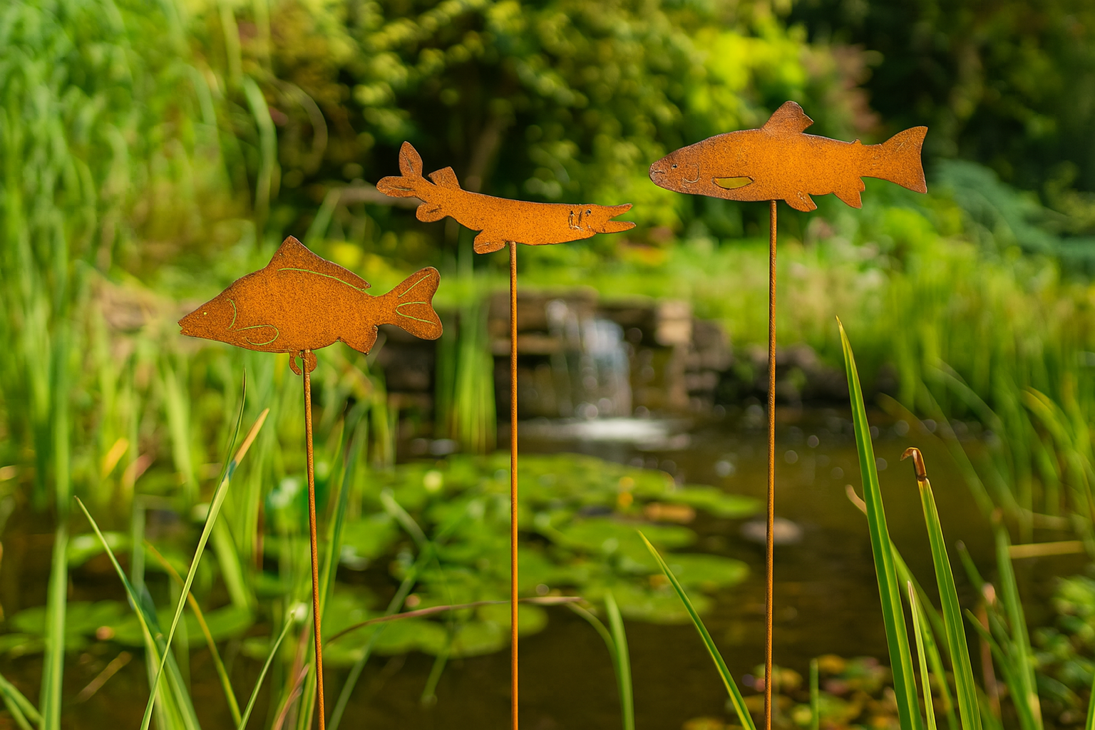 Edelrost Gartenstecker Fisch Figur auch für den Balkon oder die Haustüre