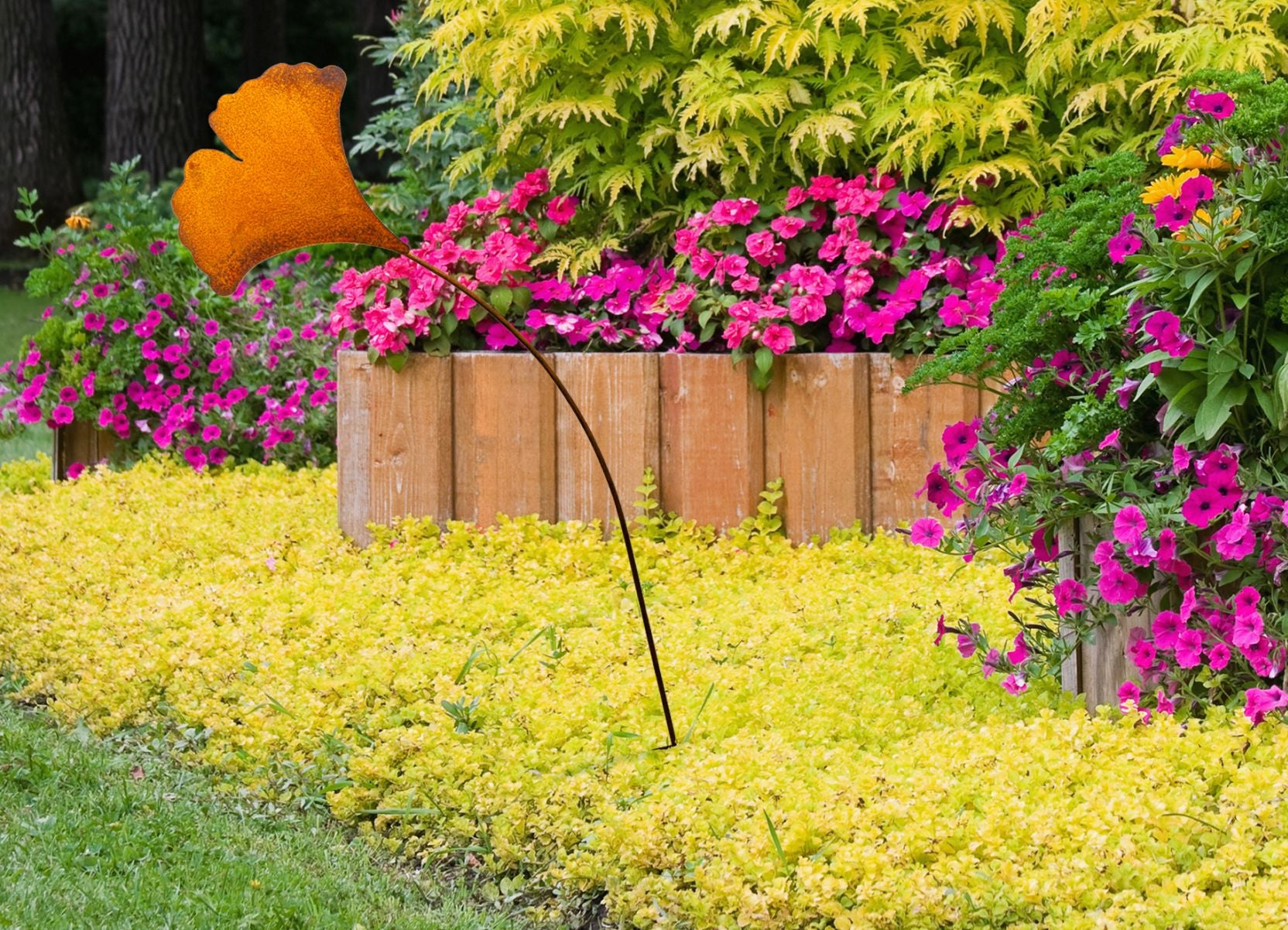 Ginkgo Blatt Rost Deko für Garten, Terrasse oder Balkon Metall Edelrost Ginkgo