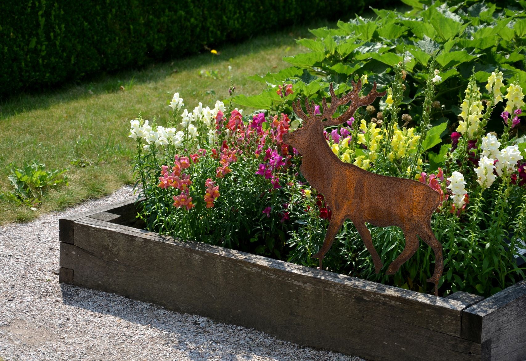 Metall Edelrost Gartenstecker Hirsch Figur für den Balkon oder die Haustüre