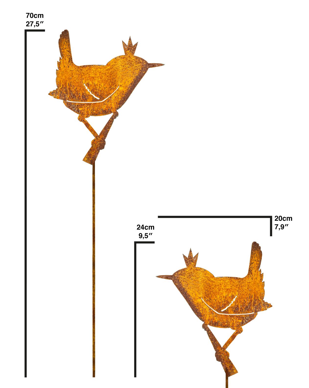Gartenstecker "Zaunkönig" in Rostoptik