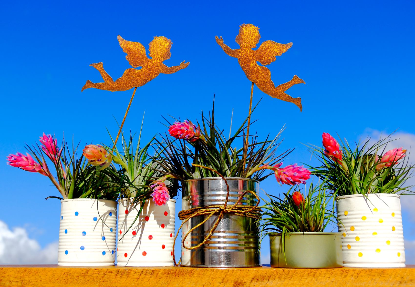 2 Engel Rost Deko Figuren für den Deko Garten, den Balkon oder die Haustüre